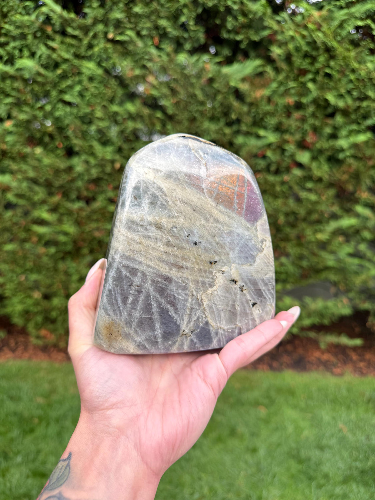 Large Labradorite Freeform Crystal • Polished Sunset Flash, Intuition Stone, Spiritual Decor