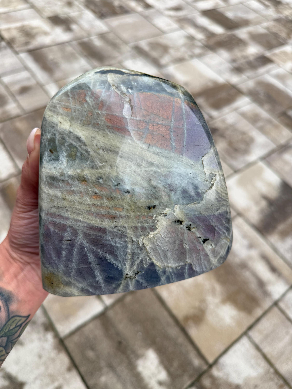 Large Labradorite Freeform Crystal • Polished Sunset Flash, Intuition Stone, Spiritual Decor
