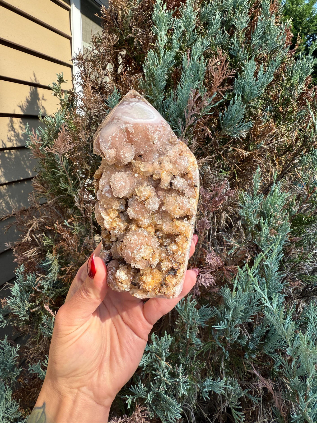 Dark Pink Amethyst Druzy Crystal Freeform: Sparkling Crystal Display