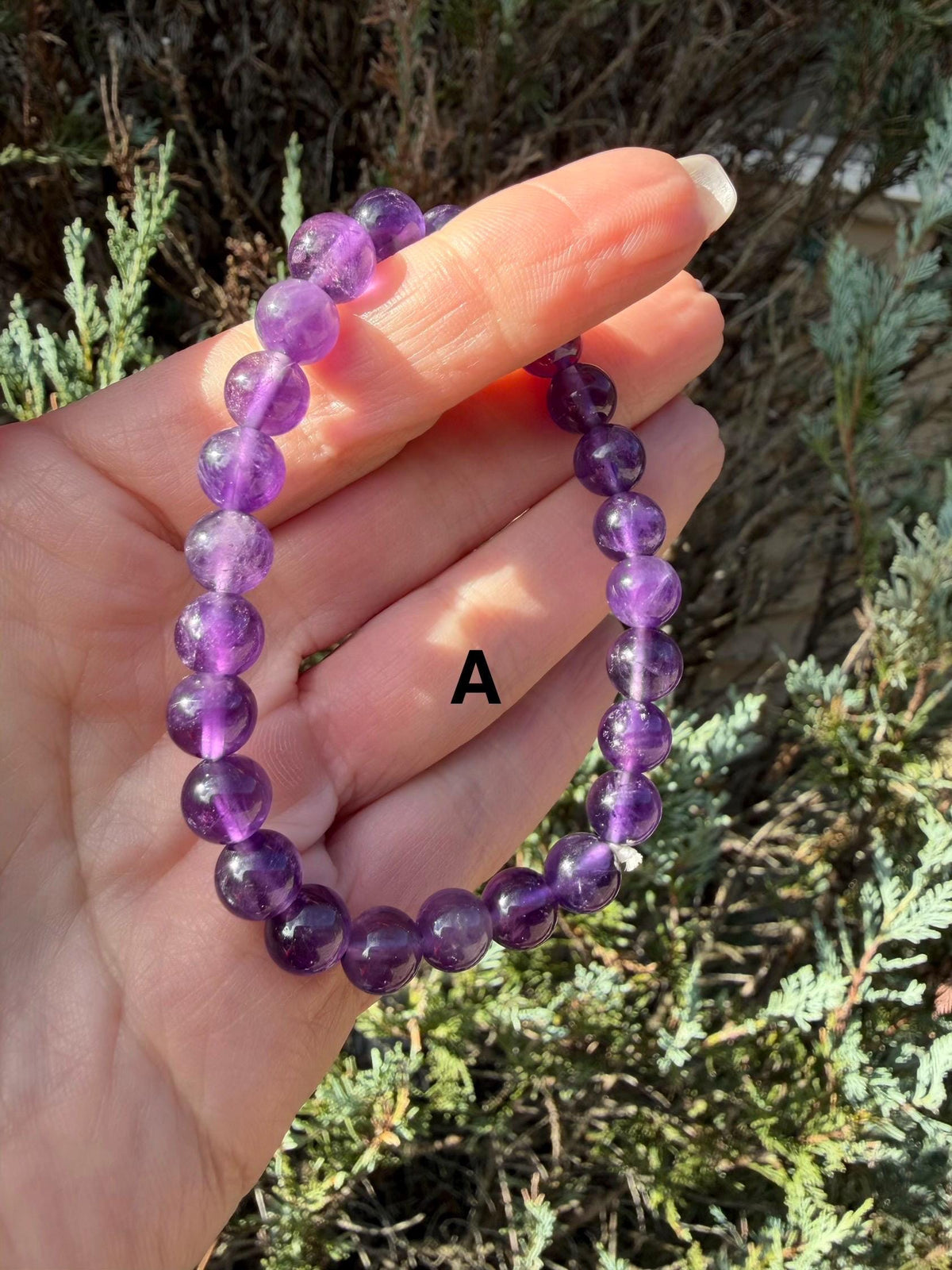 Natural Amethyst Crystal Beaded Bracelets • Polished Gemstone Healing Jewelry