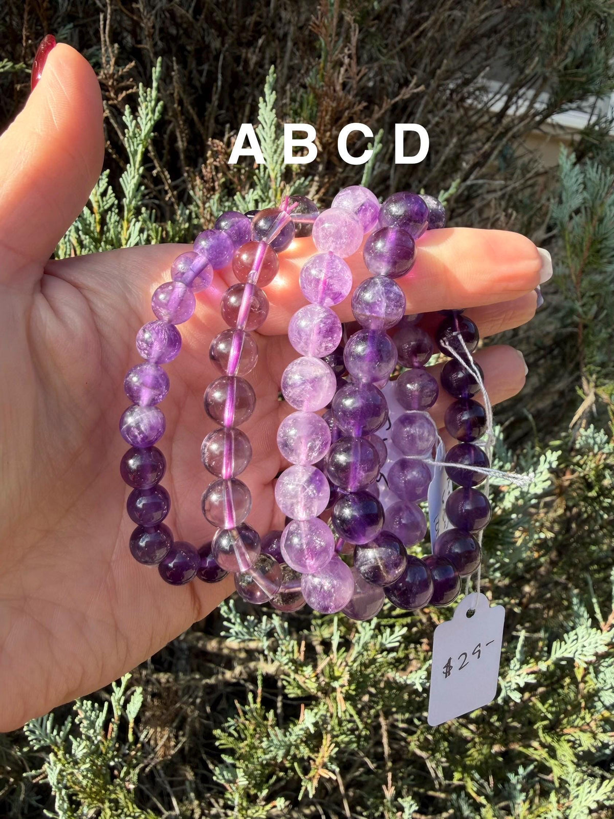 Natural Amethyst Crystal Beaded Bracelets • Polished Gemstone Healing Jewelry