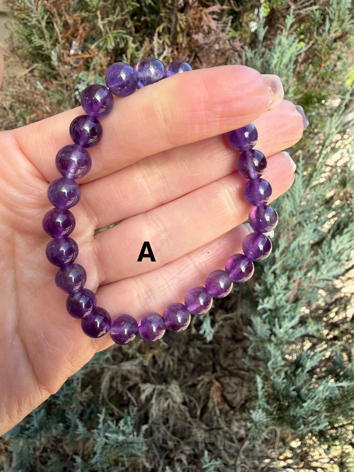 Natural Amethyst Crystal Beaded Bracelets • Polished Gemstone Healing Jewelry