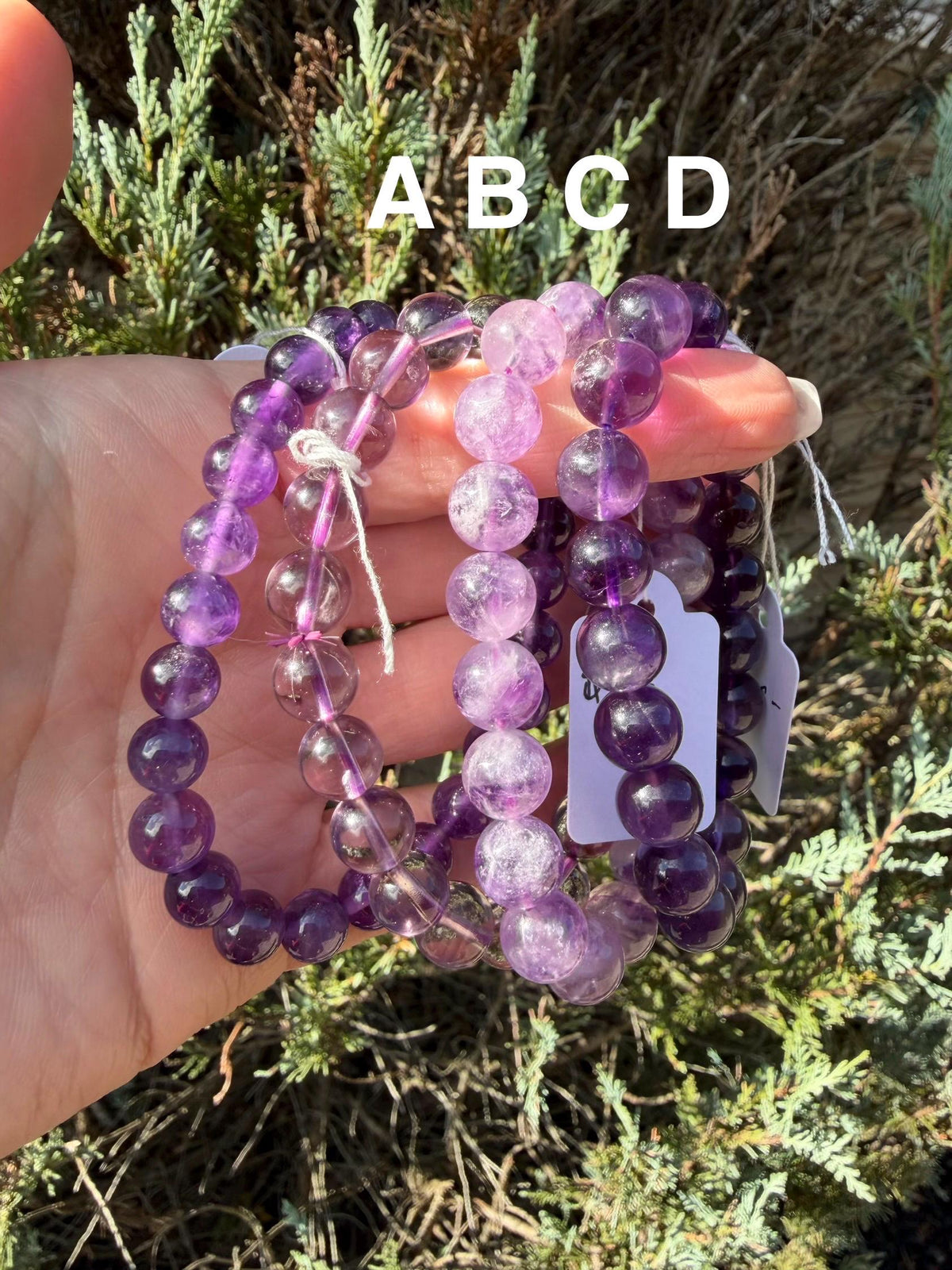 Natural Amethyst Crystal Beaded Bracelets • Polished Gemstone Healing Jewelry