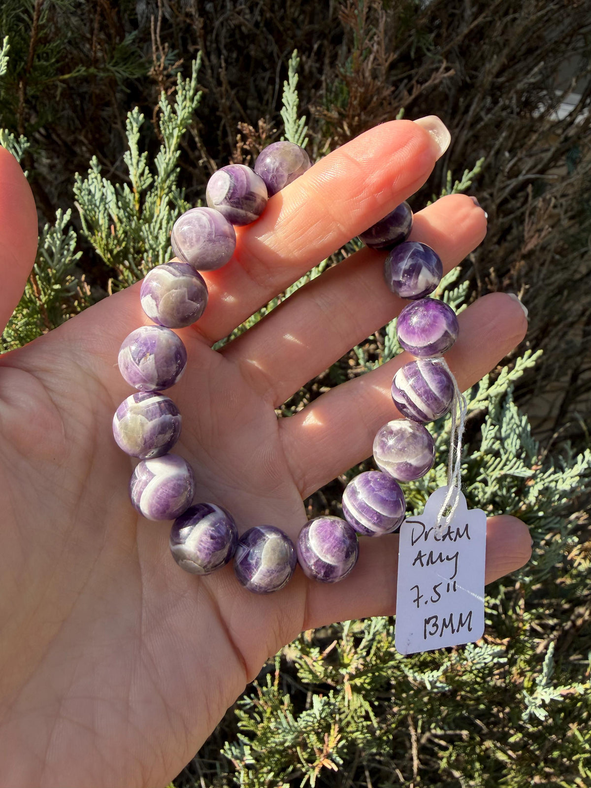 Chevron Dream Amethyst Smoky Quartz Bracelet • 13mm Beaded Crystal Jewelry • Intuition Clarity