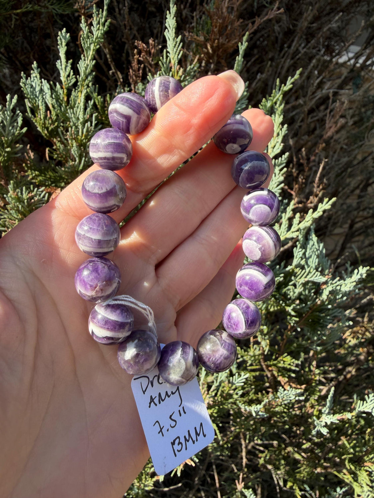 Chevron Dream Amethyst Smoky Quartz Bracelet • 13mm Beaded Crystal Jewelry • Intuition Clarity