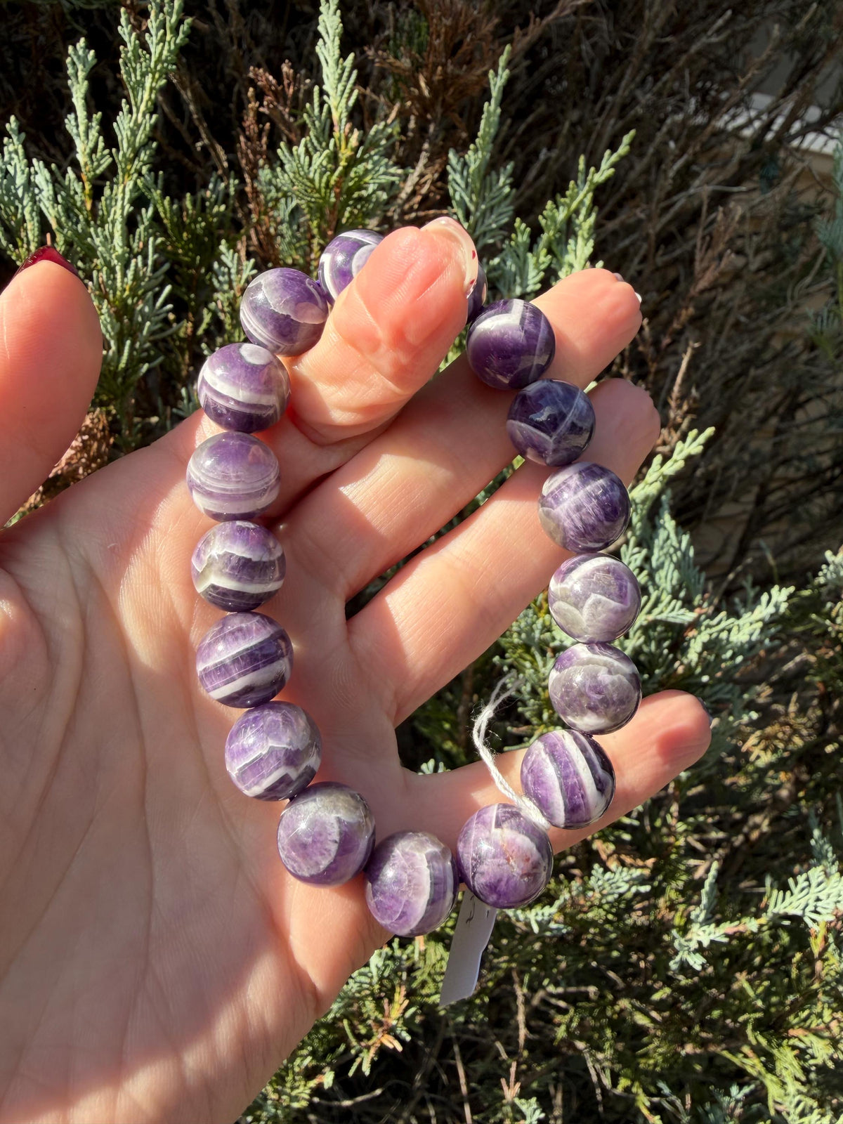 Chevron Dream Amethyst Smoky Quartz Bracelet • 13mm Beaded Crystal Jewelry • Intuition Clarity