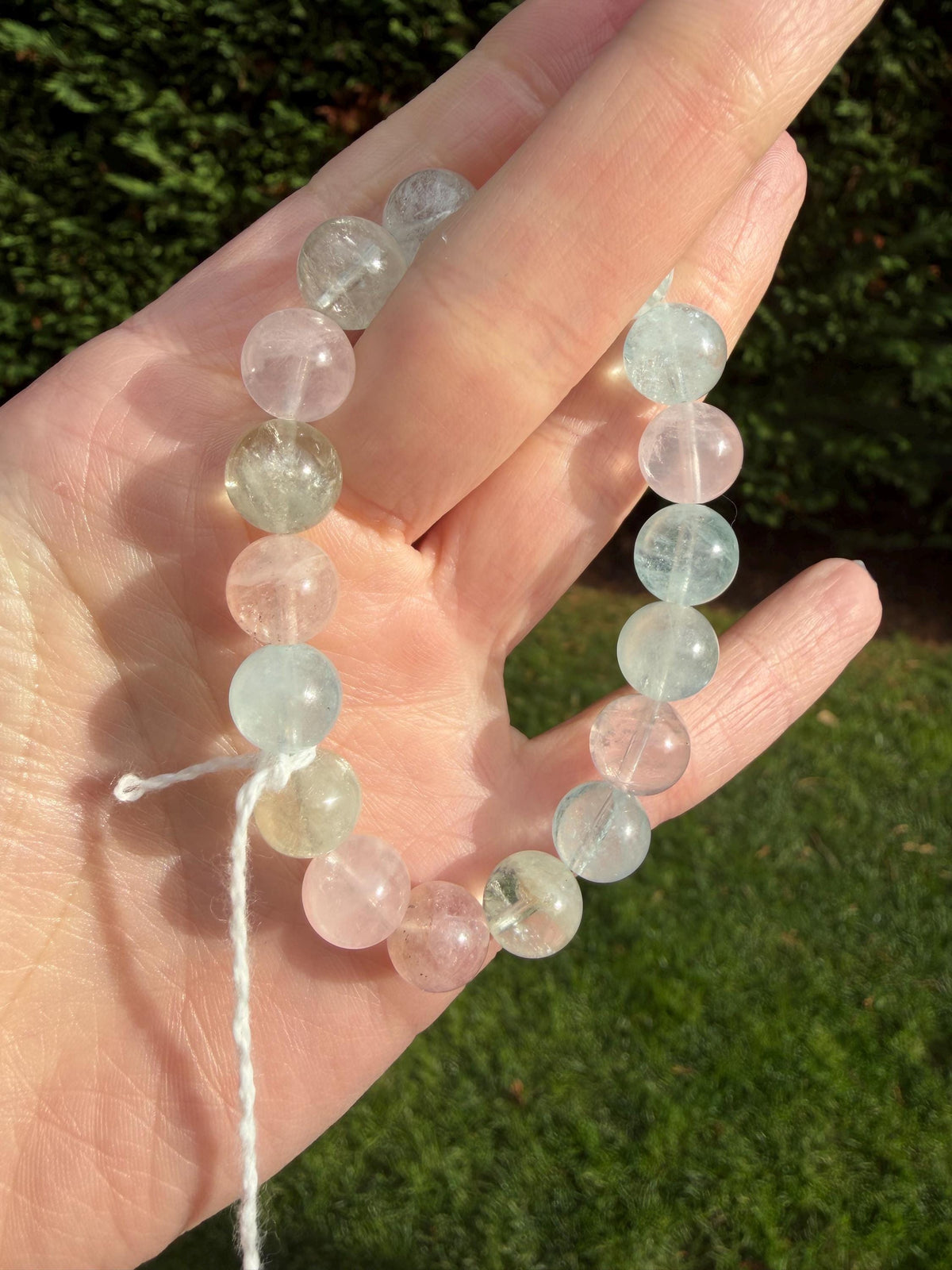Mixed Beryl Beaded Bracelet 10mm • Aquamarine Morganite Heliodor • Crystal Healing Jewelry • Feminine Energy Bracelet