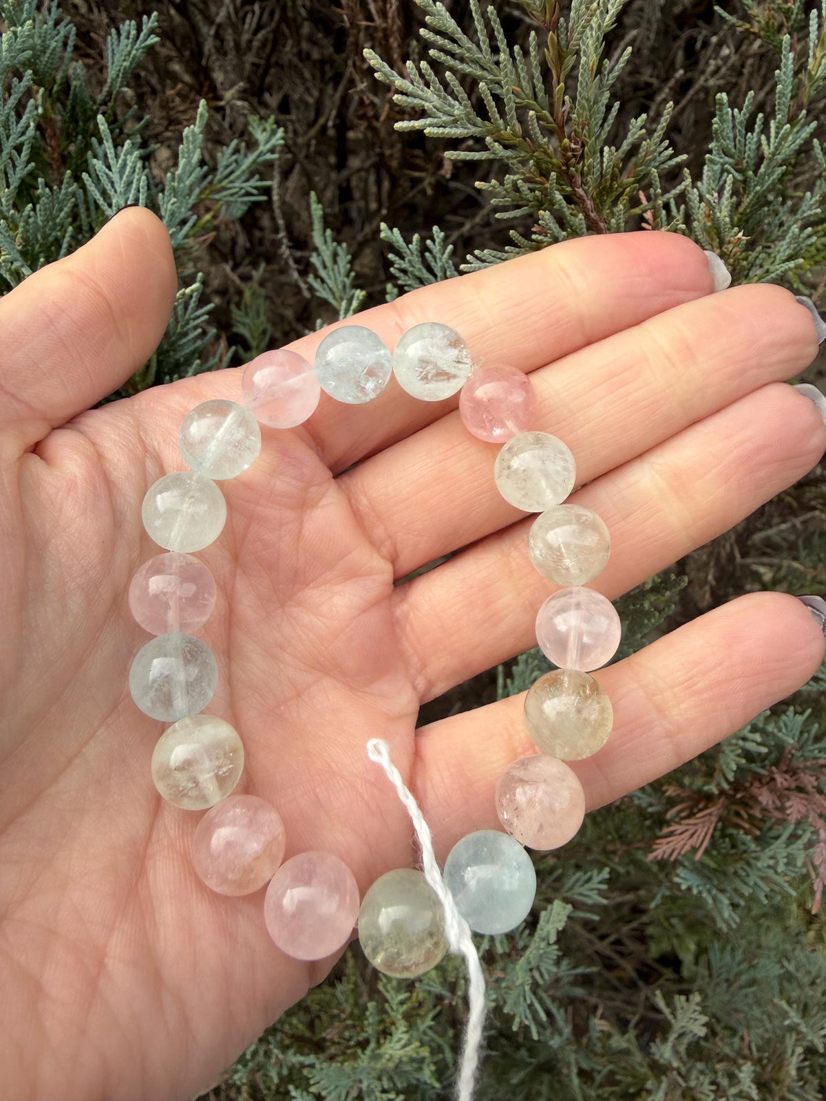 Mixed Beryl Beaded Bracelet 10mm • Aquamarine Morganite Heliodor • Crystal Healing Jewelry • Feminine Energy Bracelet