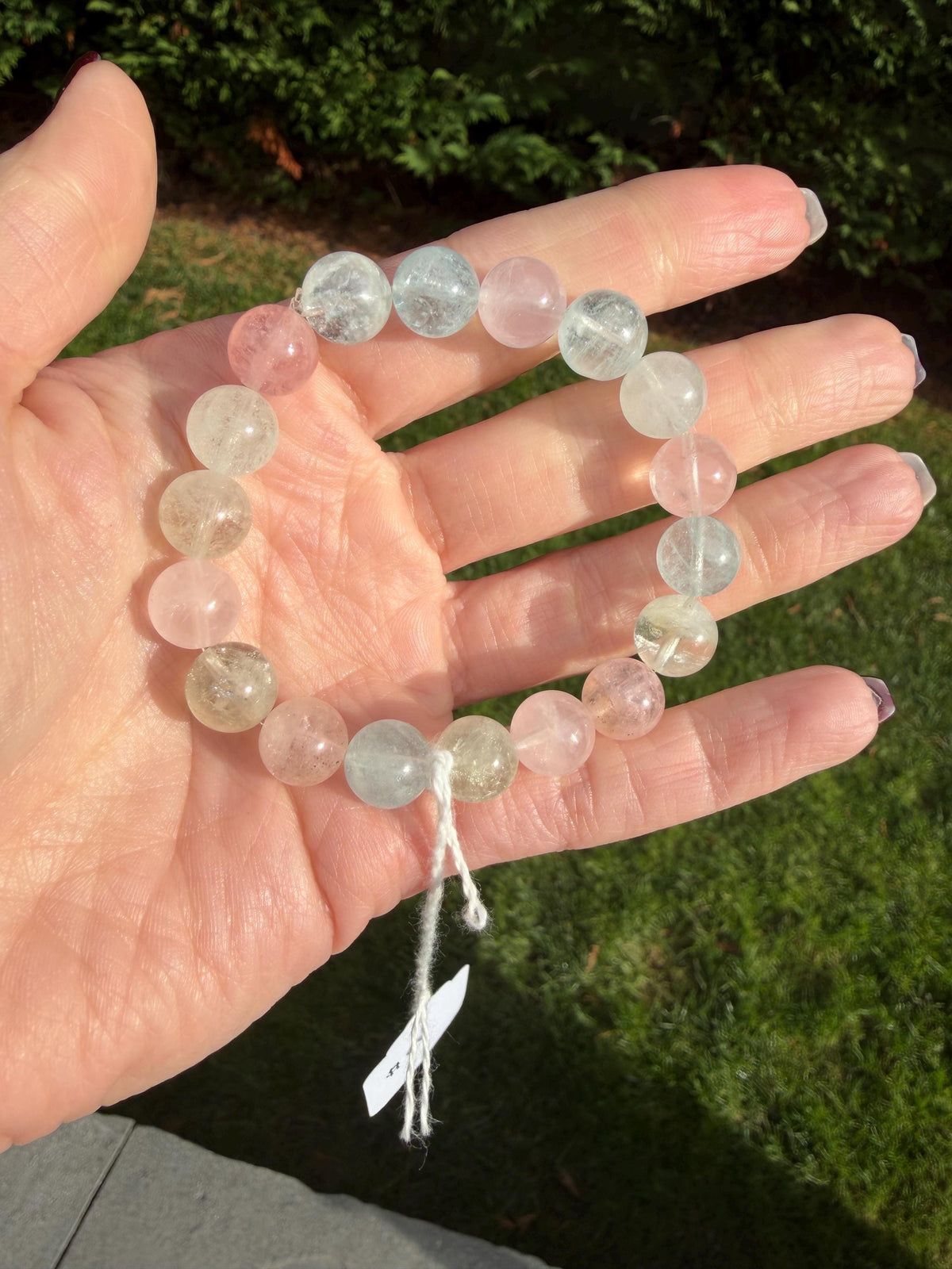 Mixed Beryl Beaded Bracelet 10mm • Aquamarine Morganite Heliodor • Crystal Healing Jewelry • Feminine Energy Bracelet