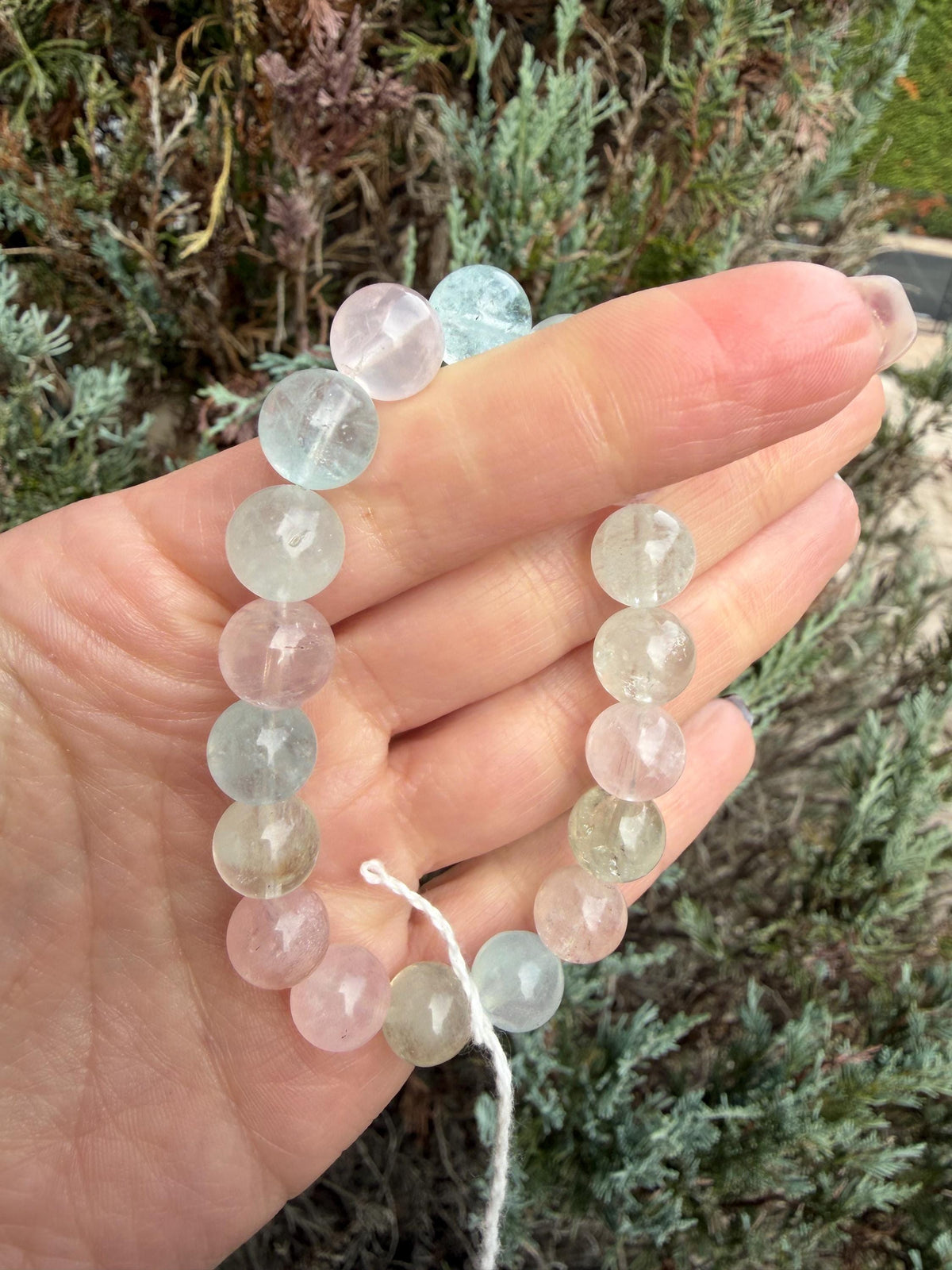 Mixed Beryl Beaded Bracelet 10mm • Aquamarine Morganite Heliodor • Crystal Healing Jewelry • Feminine Energy Bracelet