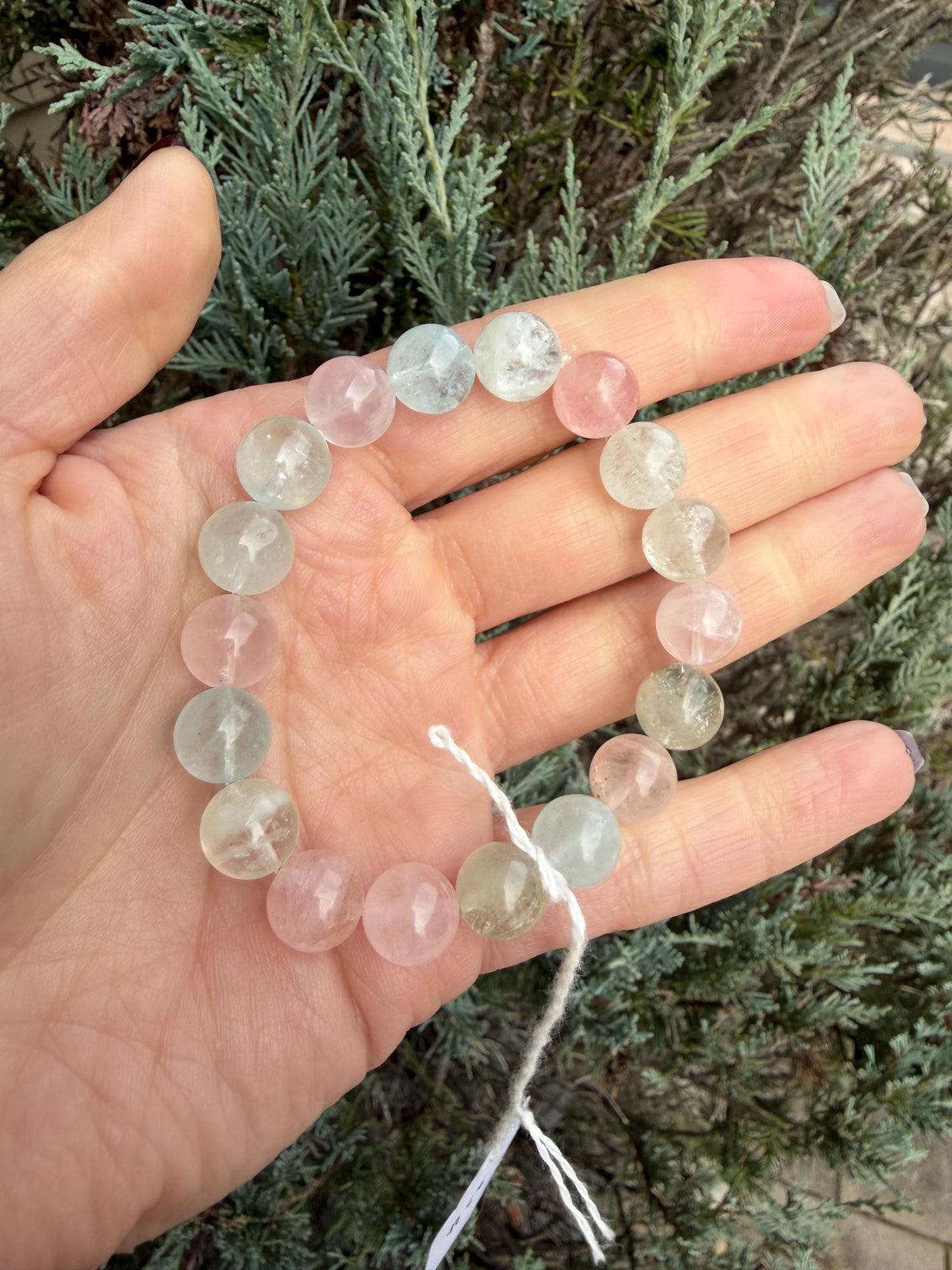 Mixed Beryl Beaded Bracelet 10mm • Aquamarine Morganite Heliodor • Crystal Healing Jewelry • Feminine Energy Bracelet