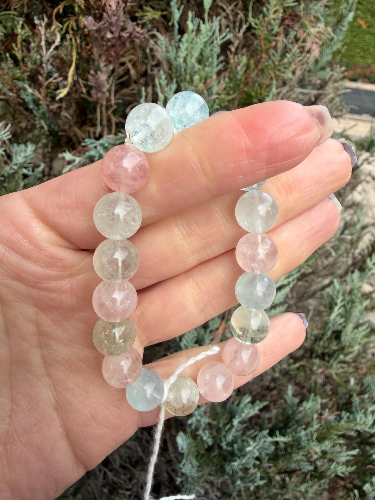 Mixed Beryl Beaded Bracelet 10mm • Aquamarine Morganite Heliodor • Crystal Healing Jewelry • Feminine Energy Bracelet