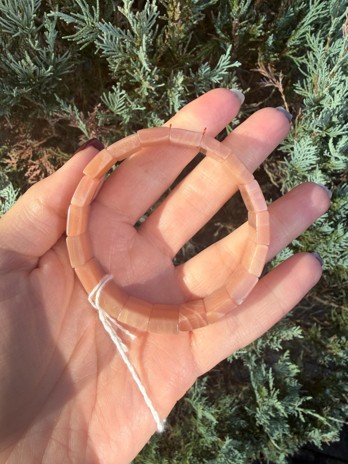 Peach Moonstone Soft Bangle Bracelet • Feminine Energy Crystal • Healing Stone Jewelry • Intuition & Emotional Balance
