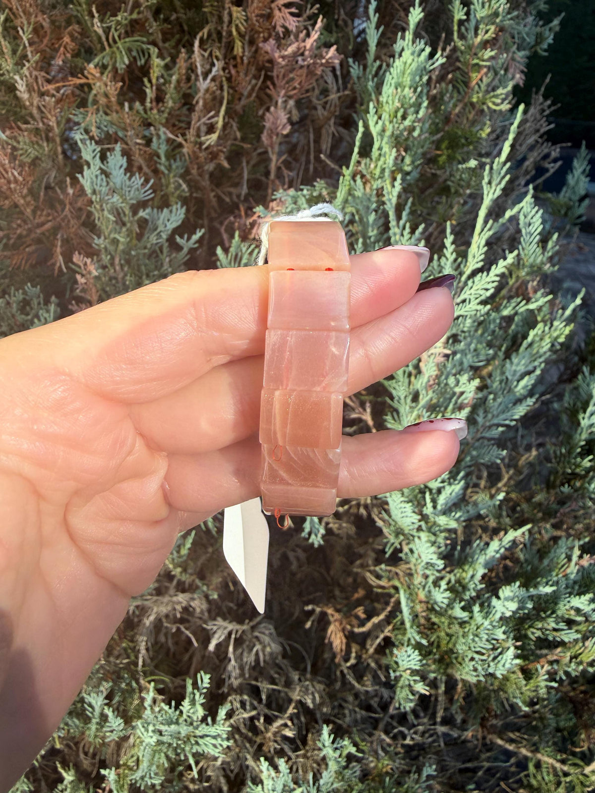 Peach Moonstone Soft Bangle Bracelet • Feminine Energy Crystal • Healing Stone Jewelry • Intuition & Emotional Balance