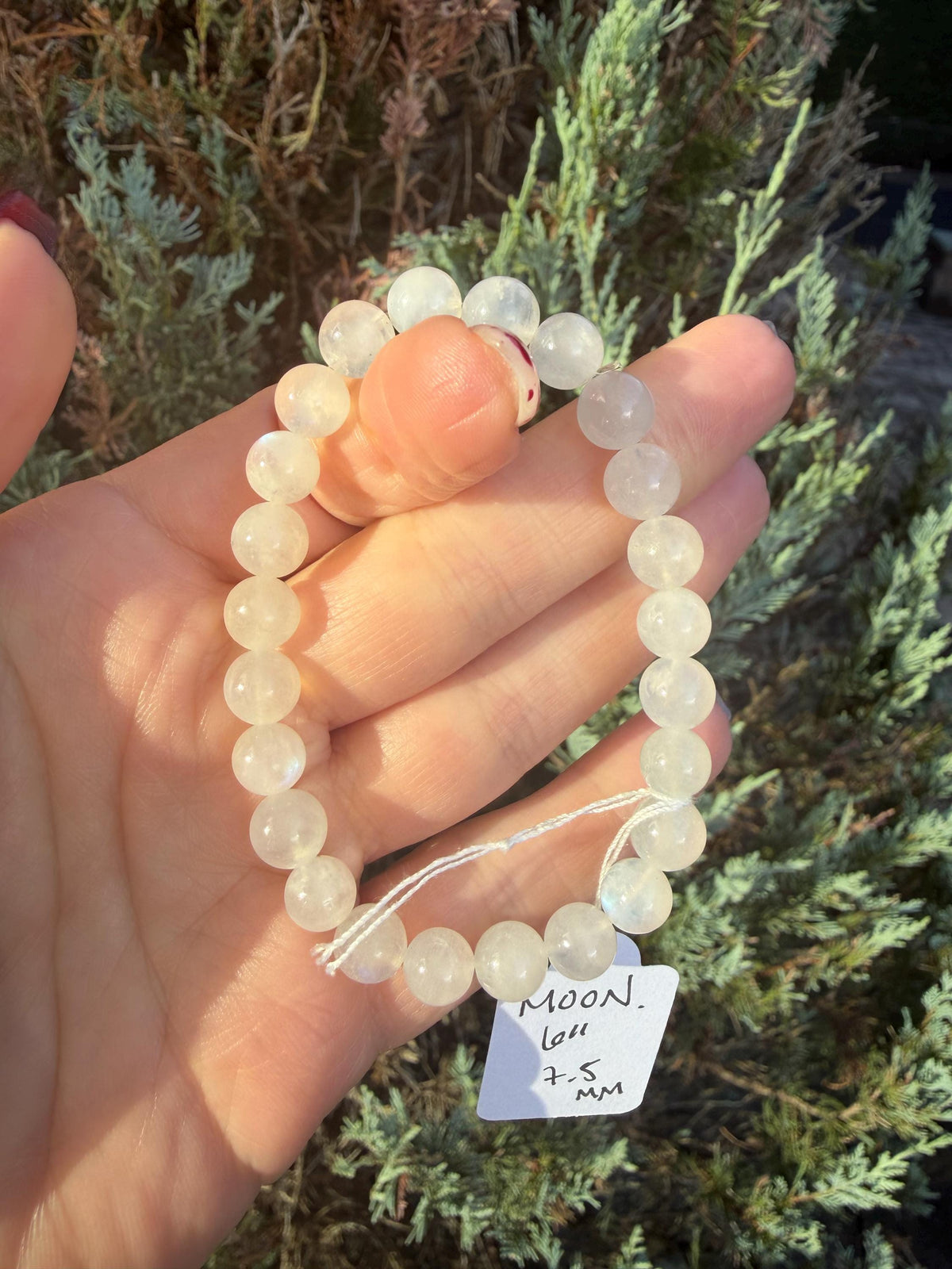 Flashy White Moonstone Beaded Bracelet • Crystal Healing Jewelry • Intuition & Feminine Energy