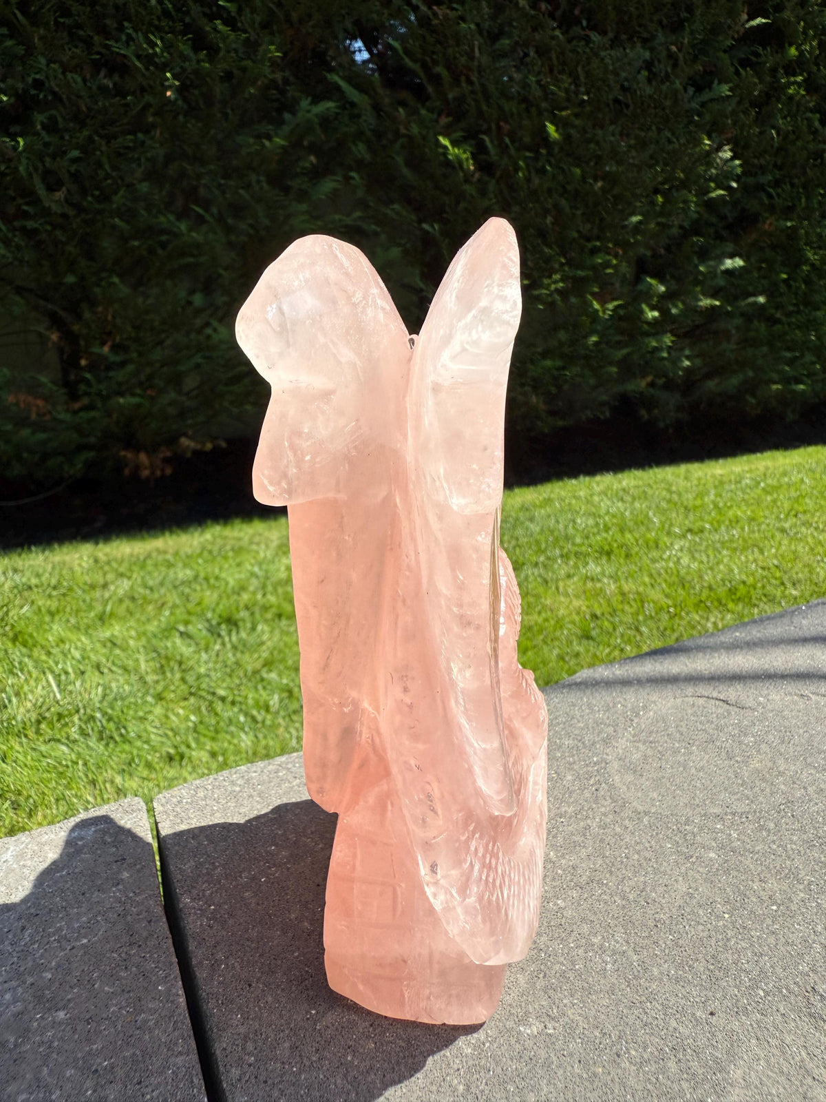 Large Rose Quartz Dragon Carving • Hand-Carved Crystal Guardian Sculpture