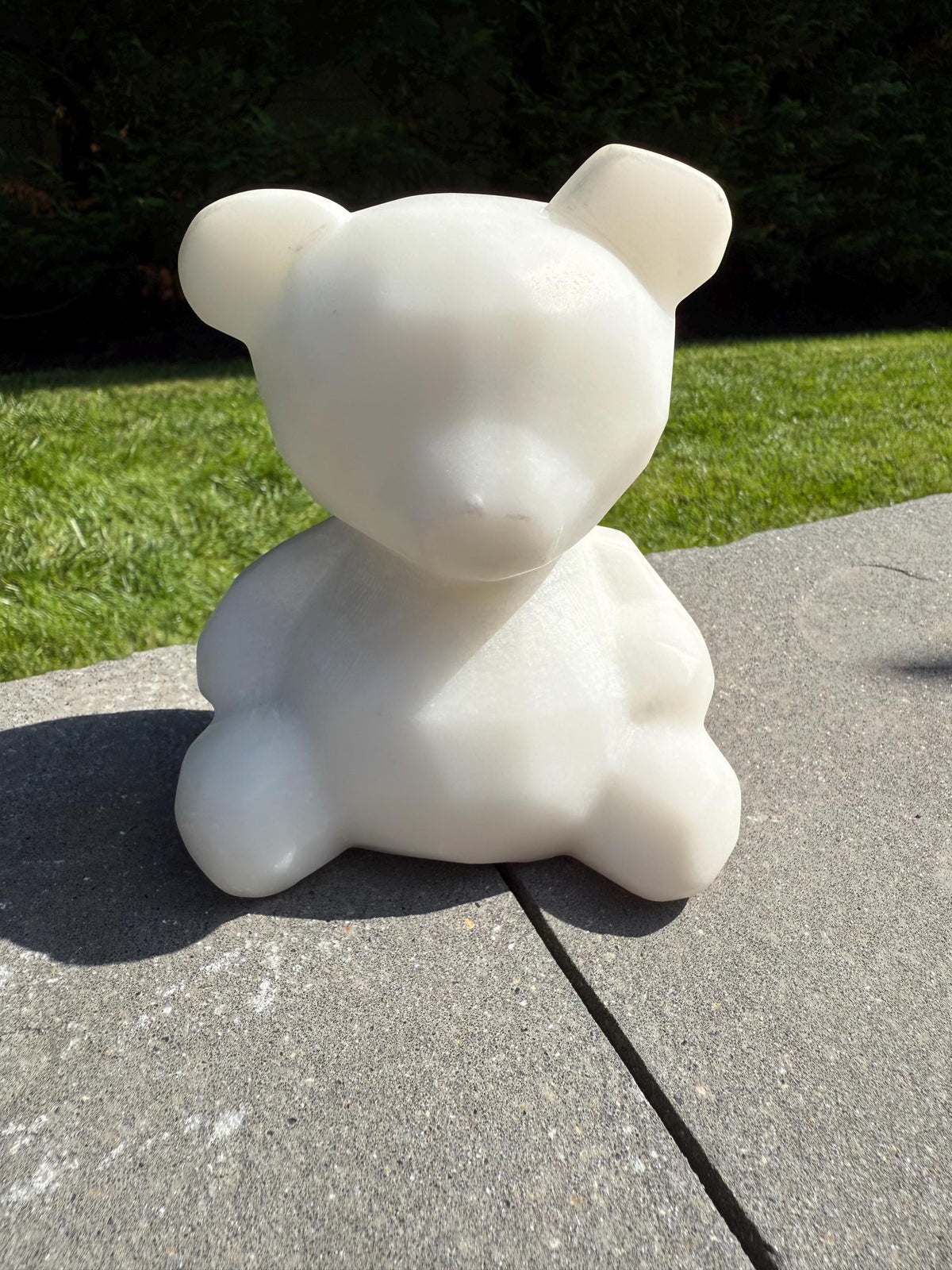XL White Jade Bear Carving • Hand Carved Crystal Animal Sculpture • Spiritual Decor