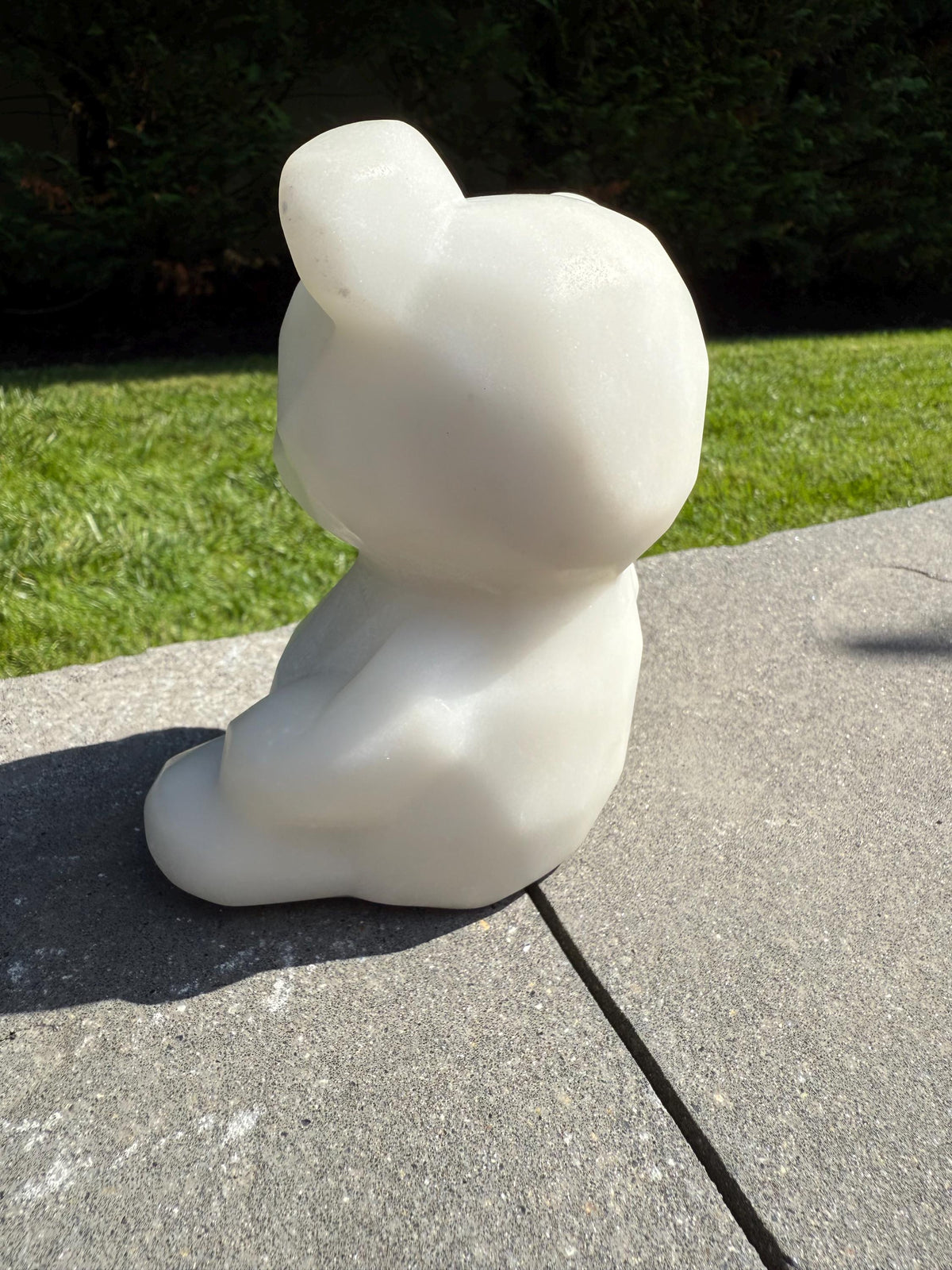 XL White Jade Bear Carving • Hand Carved Crystal Animal Sculpture • Spiritual Decor