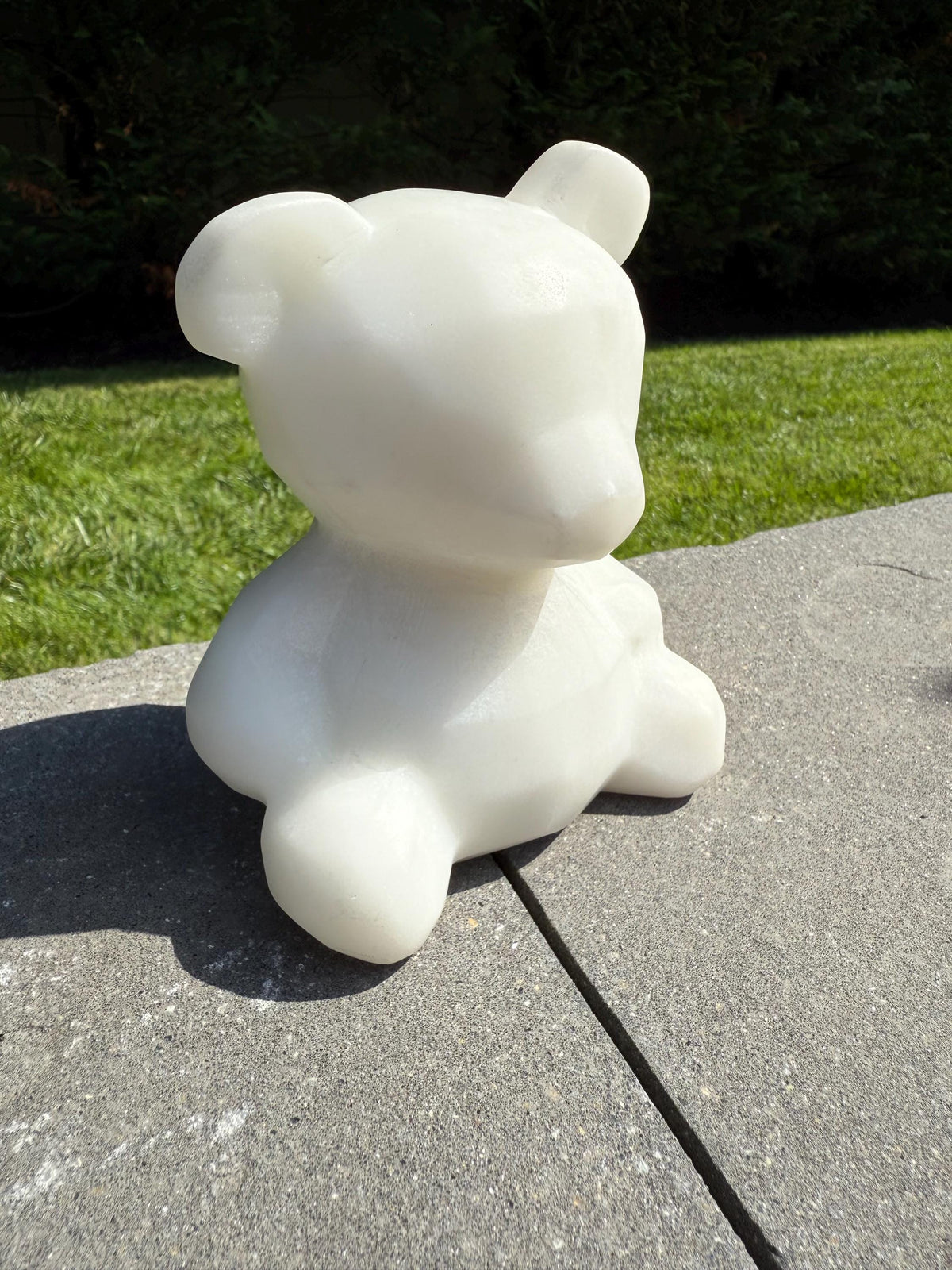 XL White Jade Bear Carving • Hand Carved Crystal Animal Sculpture • Spiritual Decor