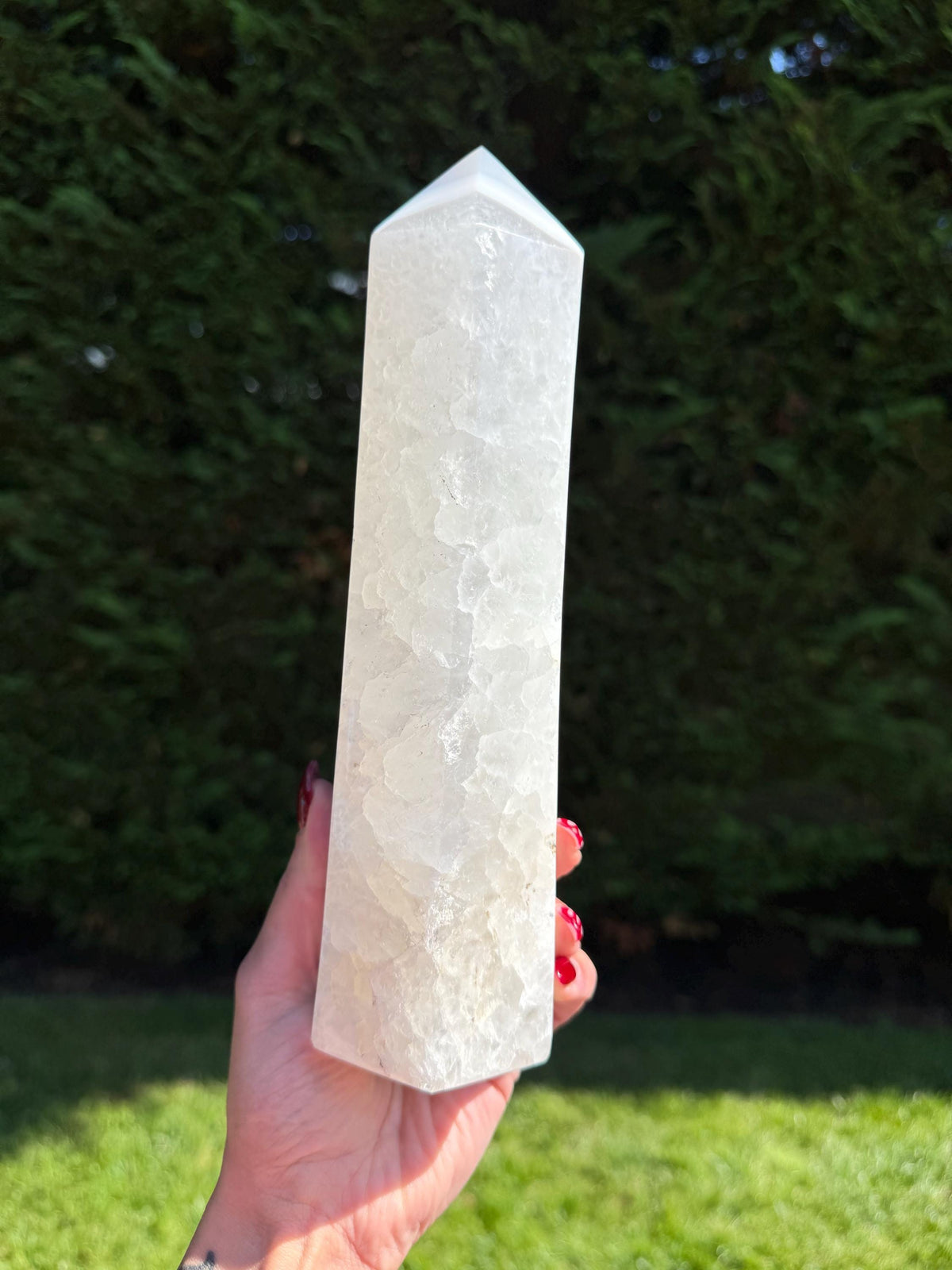 XL Blue Banded Agate Quartz Crystal Tower • Polished Point, Natural Mineral Specimen
