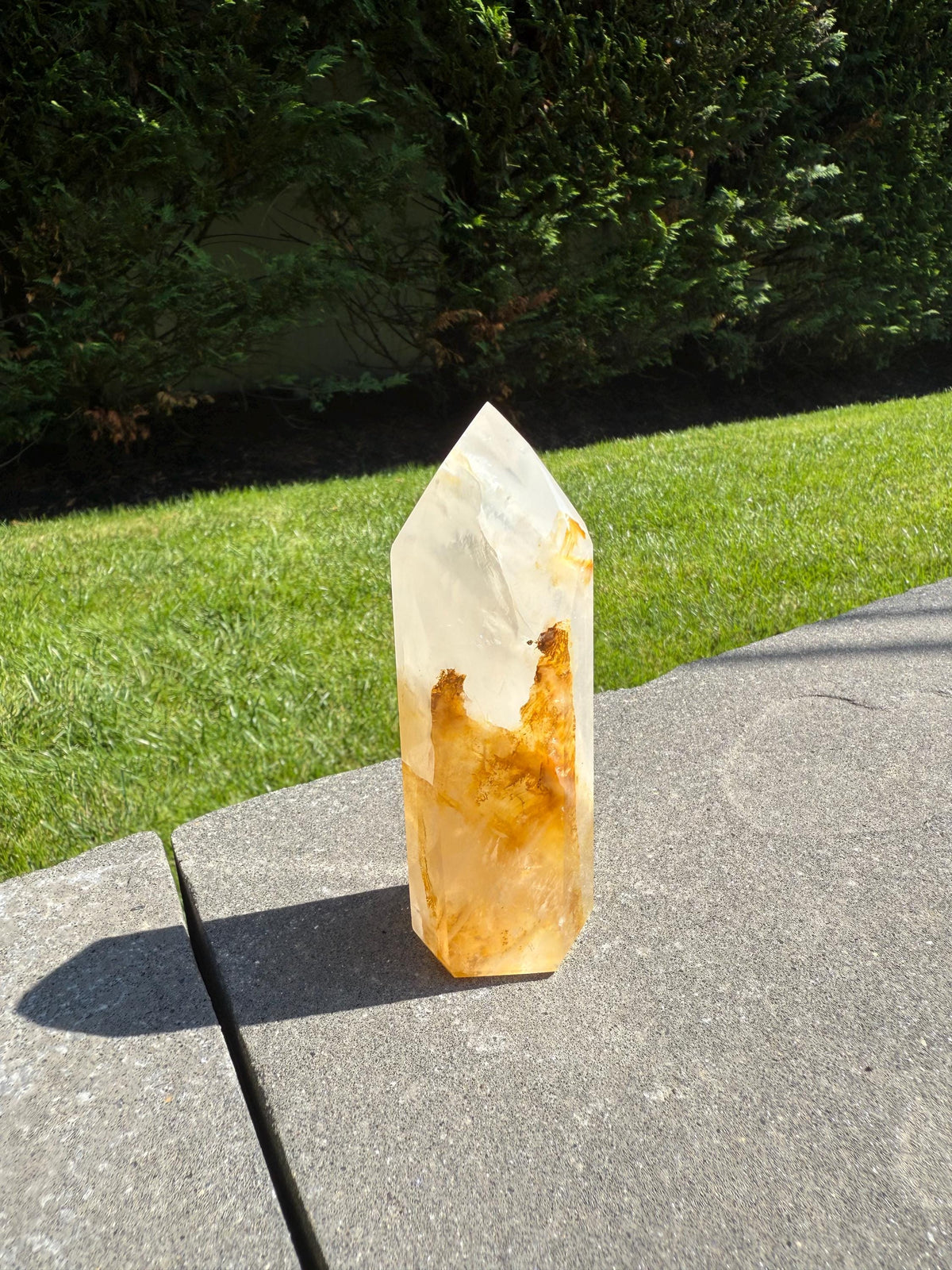 Golden Healer & Girasol Quartz Crystal Tower • Brazil • Polished Crystal Point • Healing Stone • Mineral Specimen