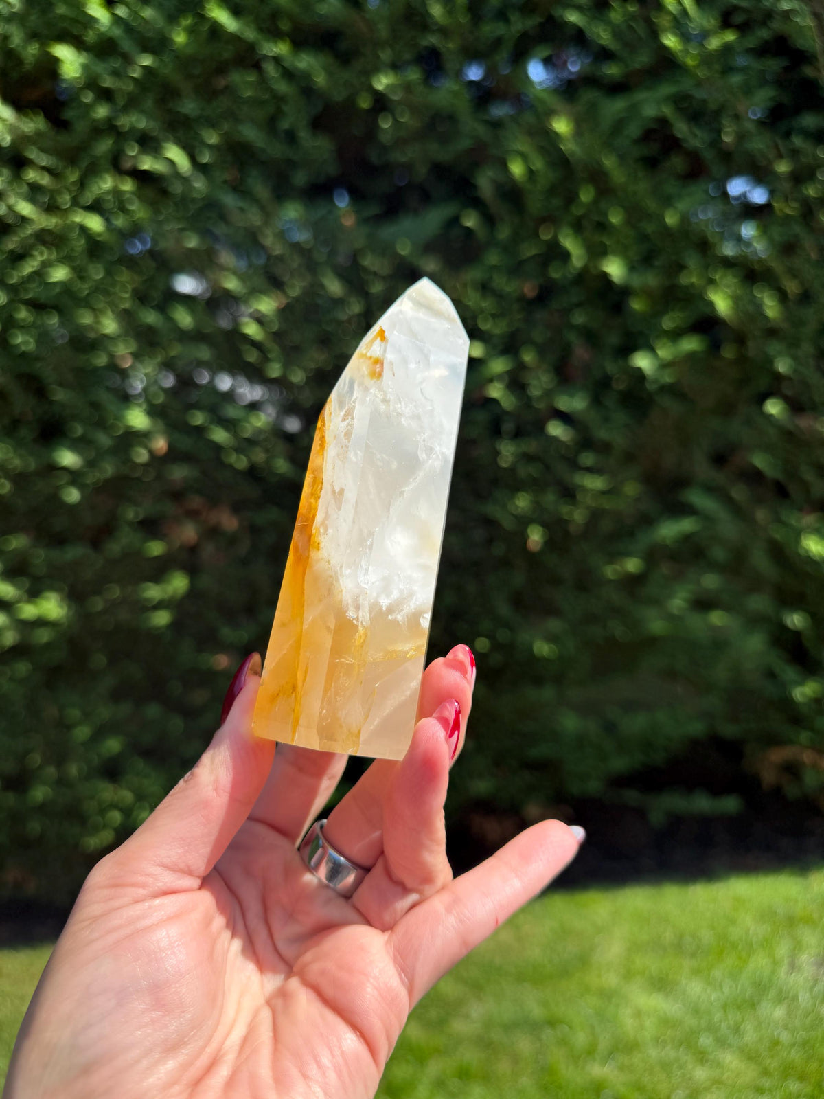 Golden Healer & Girasol Quartz Crystal Tower • Brazil • Polished Crystal Point • Healing Stone • Mineral Specimen