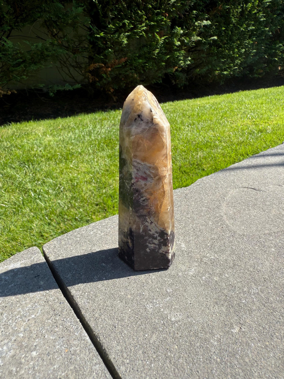 Citrine, Lepidolite & Pink Tourmaline Crystal Tower • Brazil • Rare Gemstone Point • Healing Crystal Decor