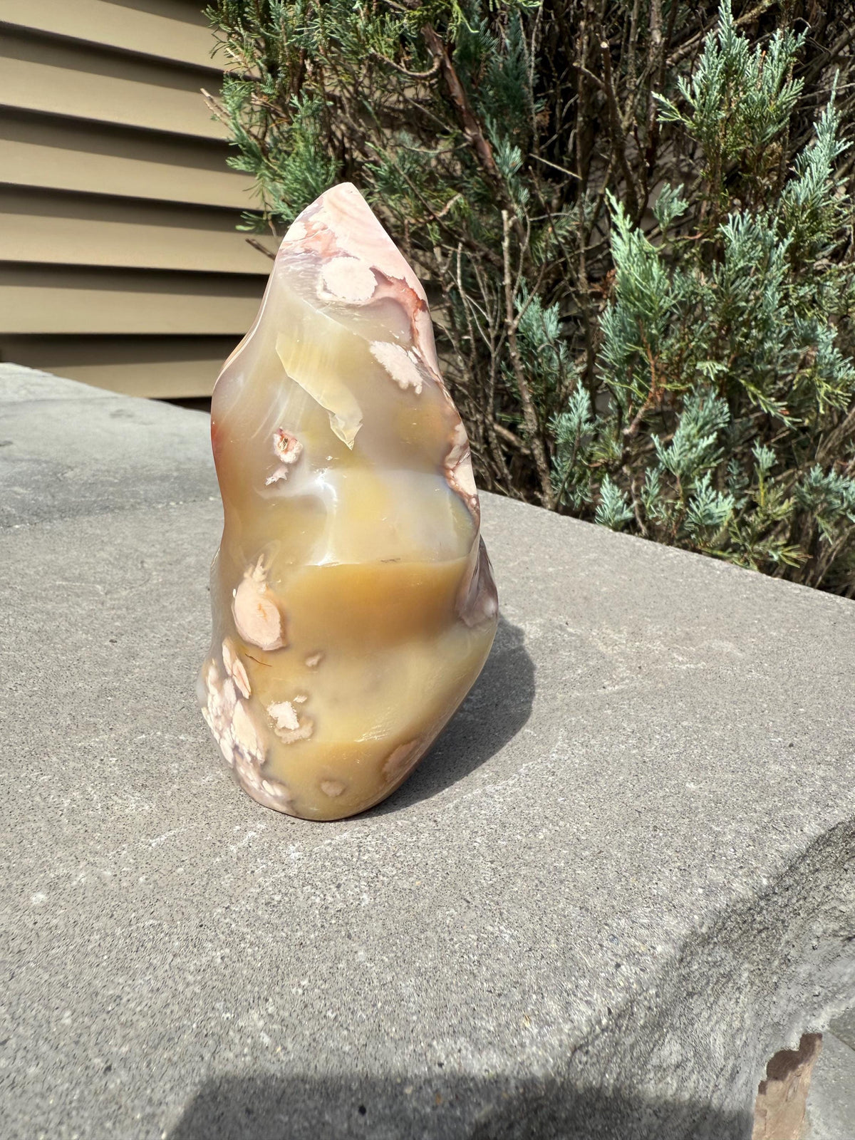 Flower Agate Flame Carving • Crystal Flame • Natural Healing Stone • Freeform Gemstone Sculpture • Spiritual Decor