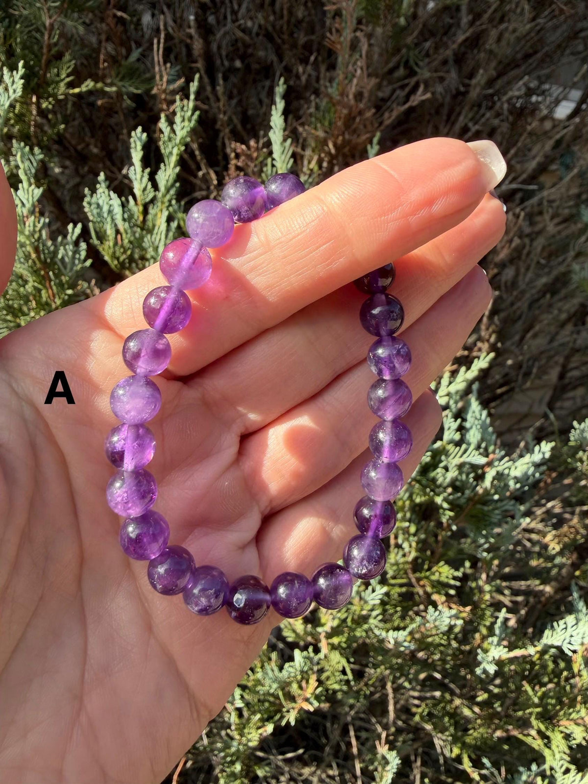 Natural Amethyst Crystal Beaded Bracelets • Polished Gemstone Healing Jewelry