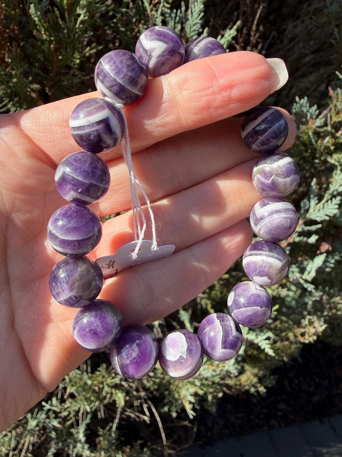 Chevron Dream Amethyst Smoky Quartz Bracelet • 13mm Beaded Crystal Jewelry • Intuition Clarity