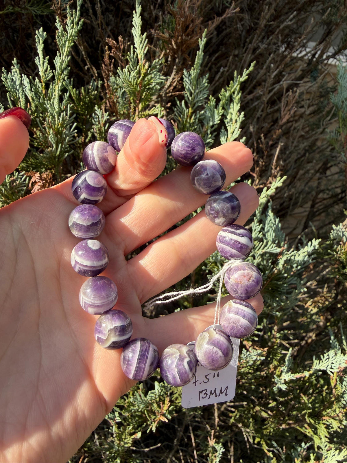 Chevron Dream Amethyst Smoky Quartz Bracelet • 13mm Beaded Crystal Jewelry • Intuition Clarity