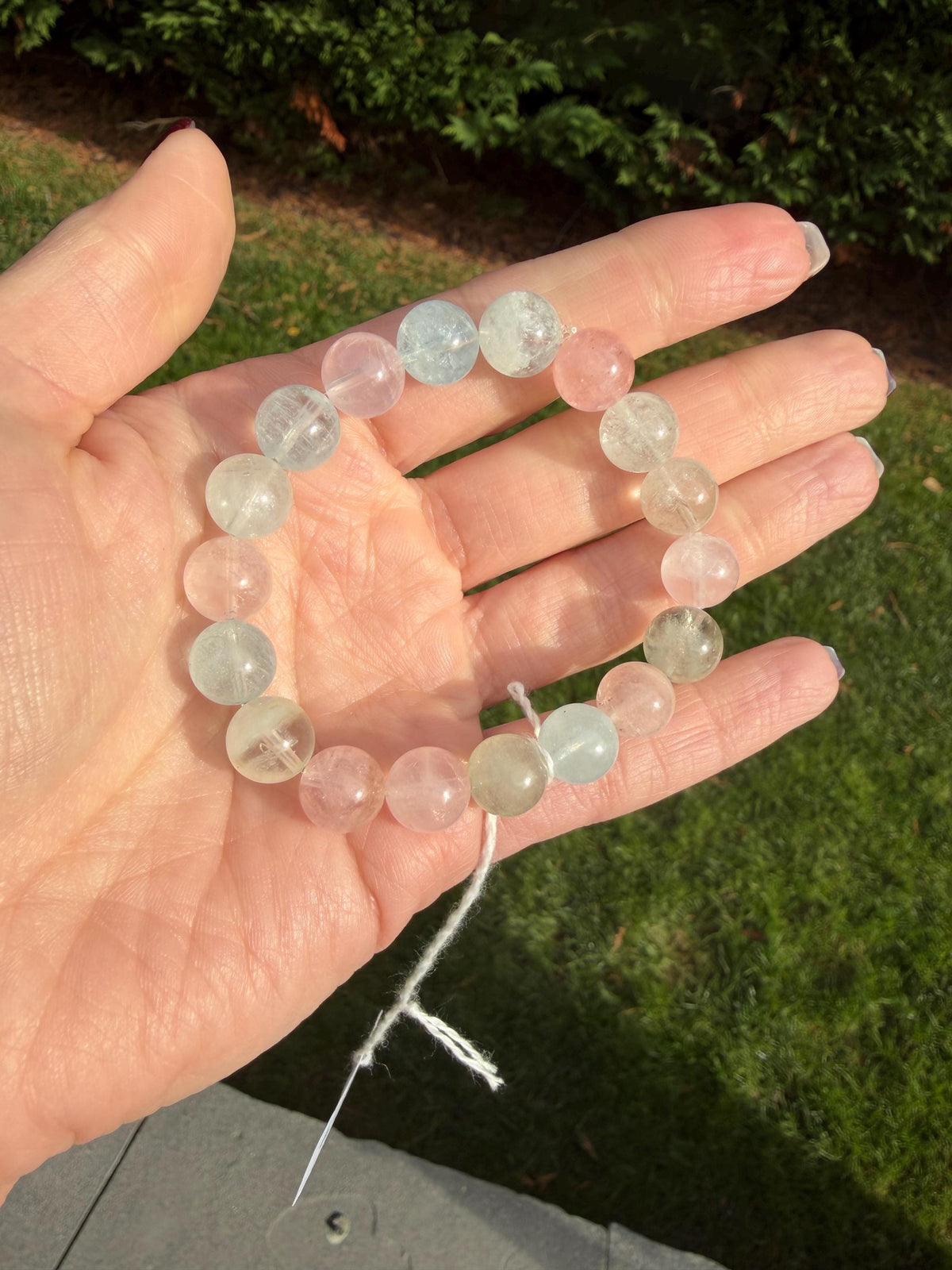 Mixed Beryl Beaded Bracelet 10mm • Aquamarine Morganite Heliodor • Crystal Healing Jewelry • Feminine Energy Bracelet