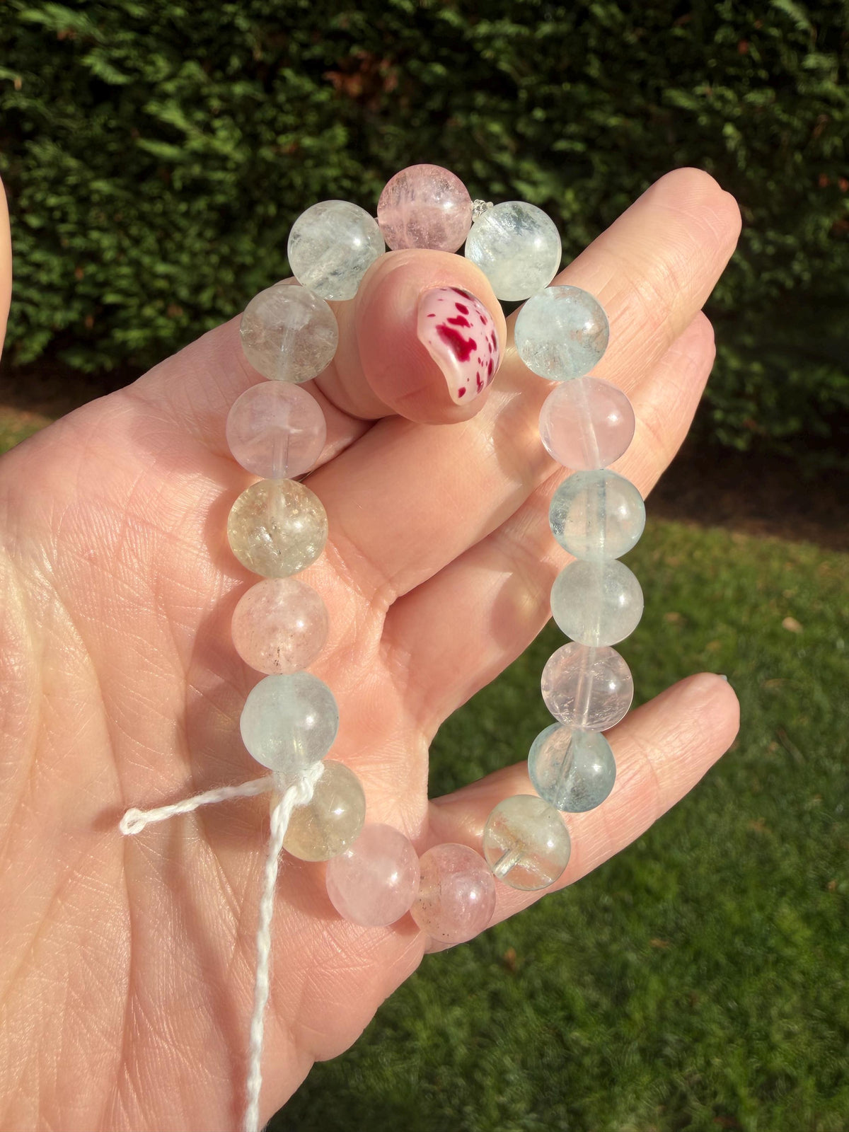 Mixed Beryl Beaded Bracelet 10mm • Aquamarine Morganite Heliodor • Crystal Healing Jewelry • Feminine Energy Bracelet
