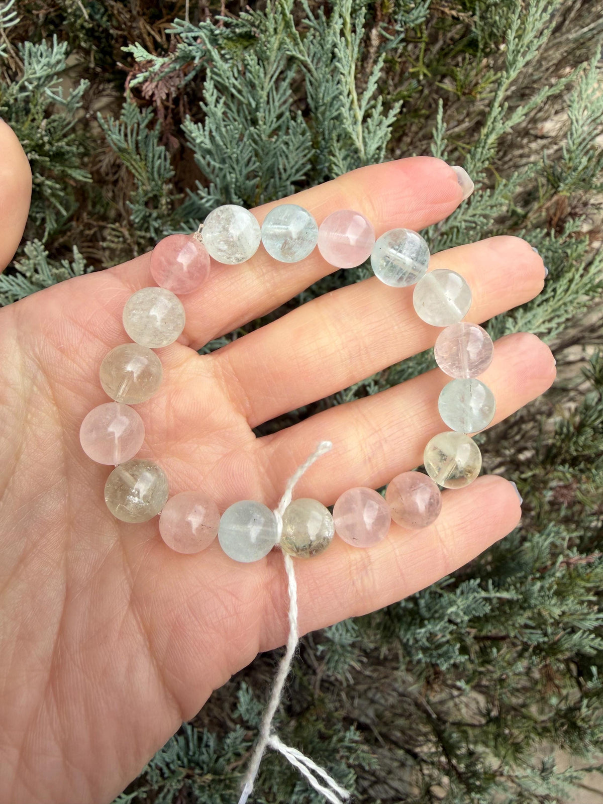 Mixed Beryl Beaded Bracelet 10mm • Aquamarine Morganite Heliodor • Crystal Healing Jewelry • Feminine Energy Bracelet