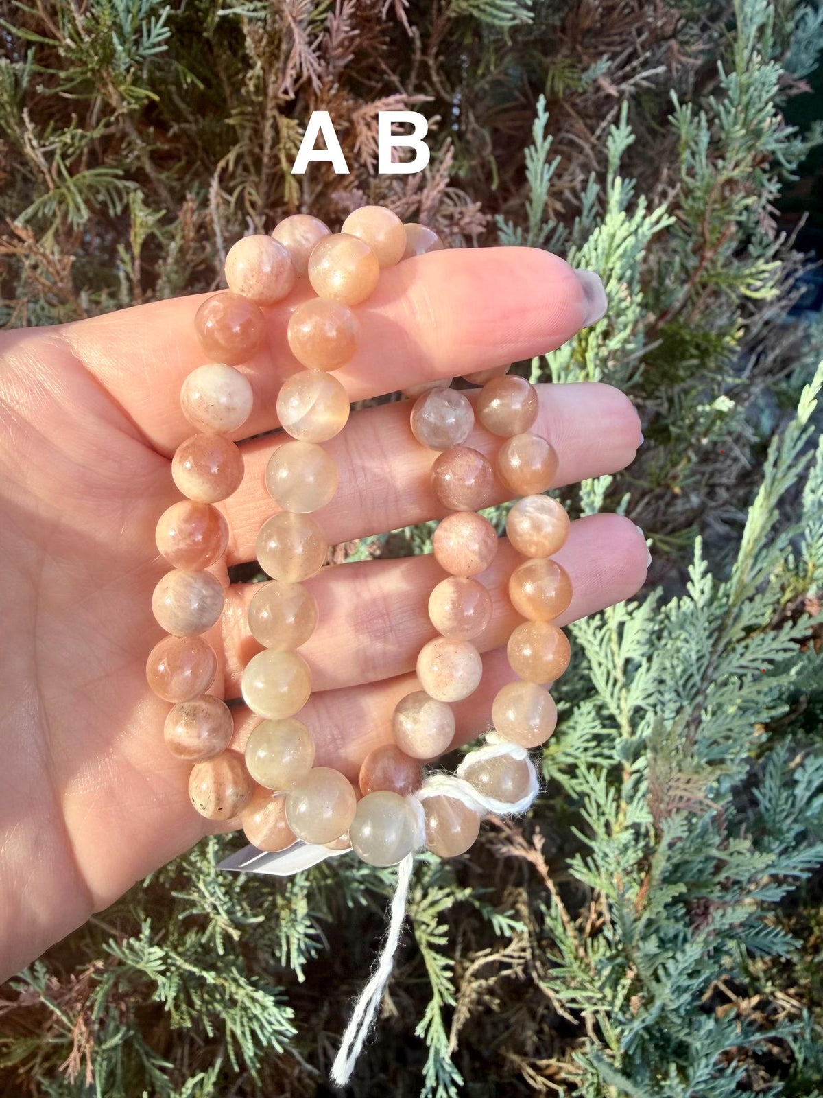 Mixed Peach Moonstone & Sunstone Beaded Bracelets • Crystal Healing Jewelry • Feminine Energy • Multiple Options