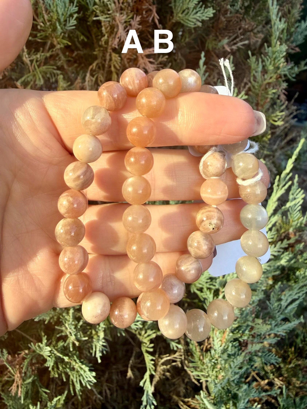 Mixed Peach Moonstone & Sunstone Beaded Bracelets • Crystal Healing Jewelry • Feminine Energy • Multiple Options