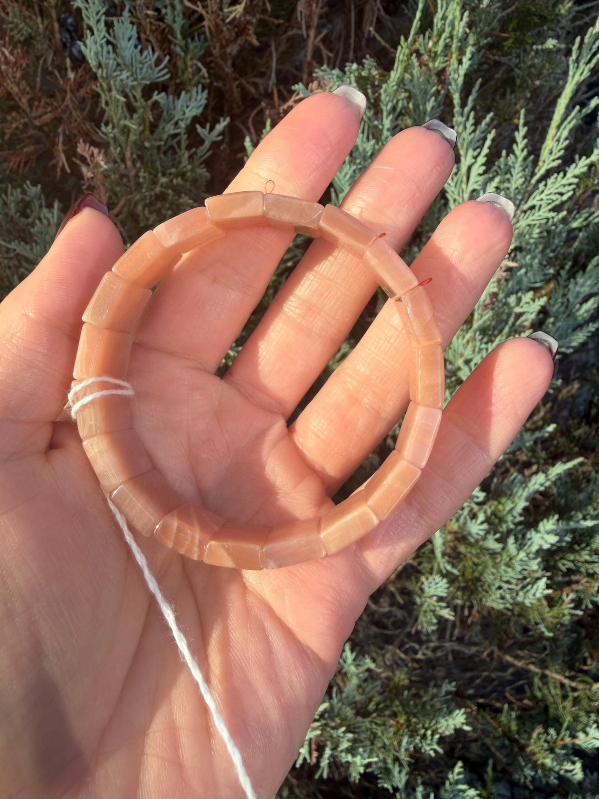 Peach Moonstone Soft Bangle Bracelet • Feminine Energy Crystal • Healing Stone Jewelry • Intuition & Emotional Balance