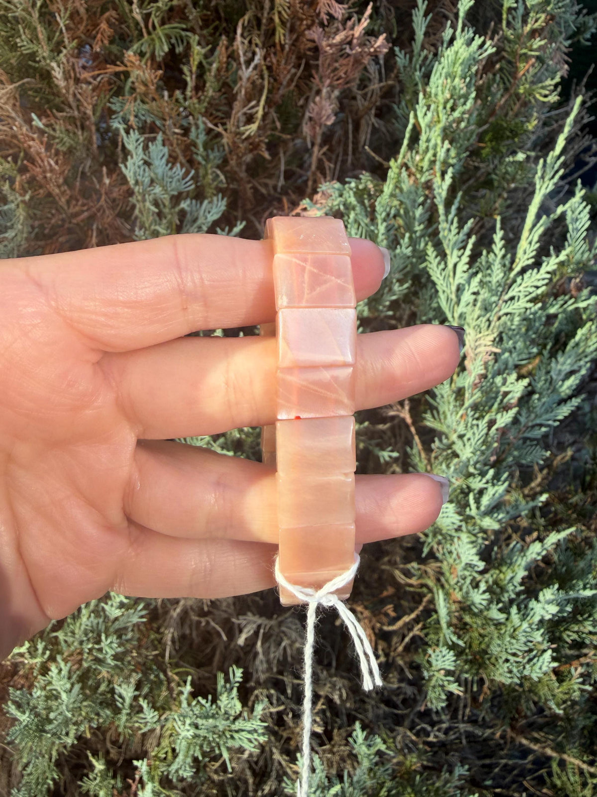 Peach Moonstone Soft Bangle Bracelet • Feminine Energy Crystal • Healing Stone Jewelry • Intuition & Emotional Balance