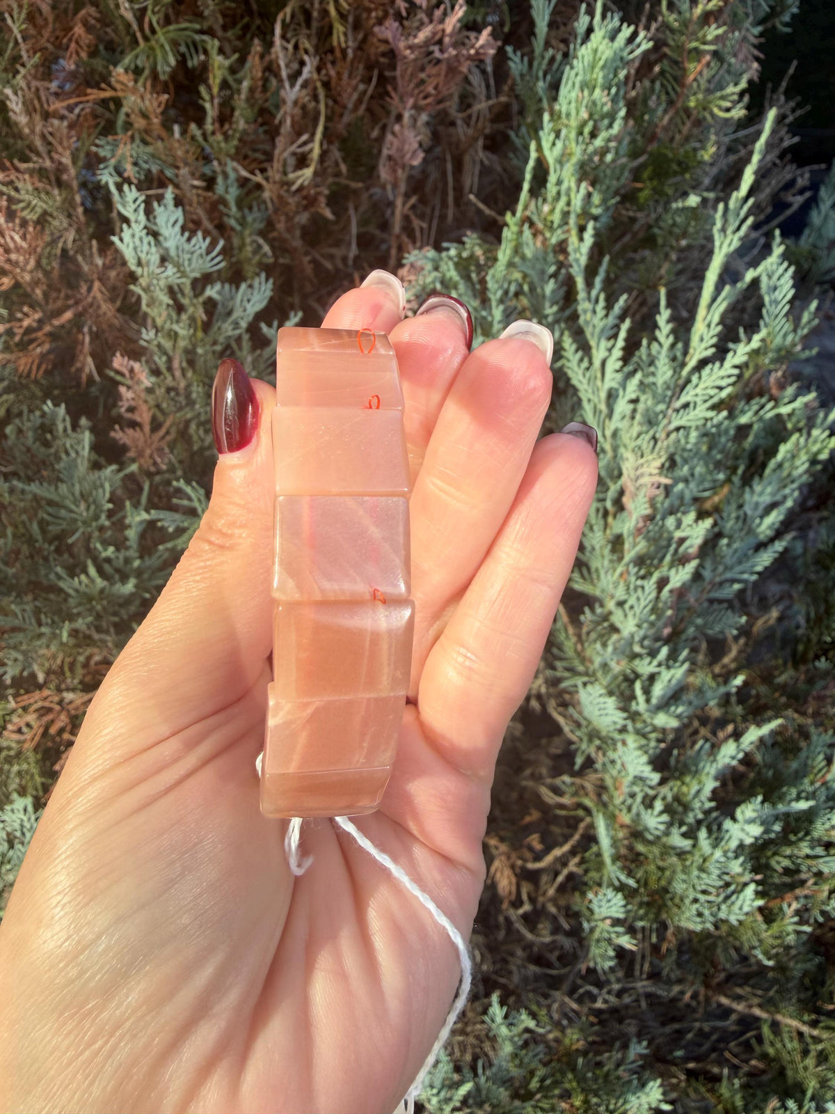 Peach Moonstone Soft Bangle Bracelet • Feminine Energy Crystal • Healing Stone Jewelry • Intuition & Emotional Balance