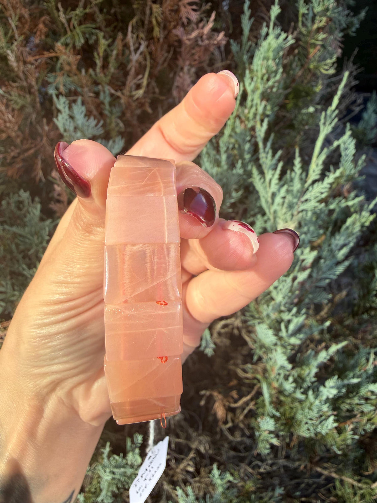 Peach Moonstone Soft Bangle Bracelet • Feminine Energy Crystal • Healing Stone Jewelry • Intuition & Emotional Balance