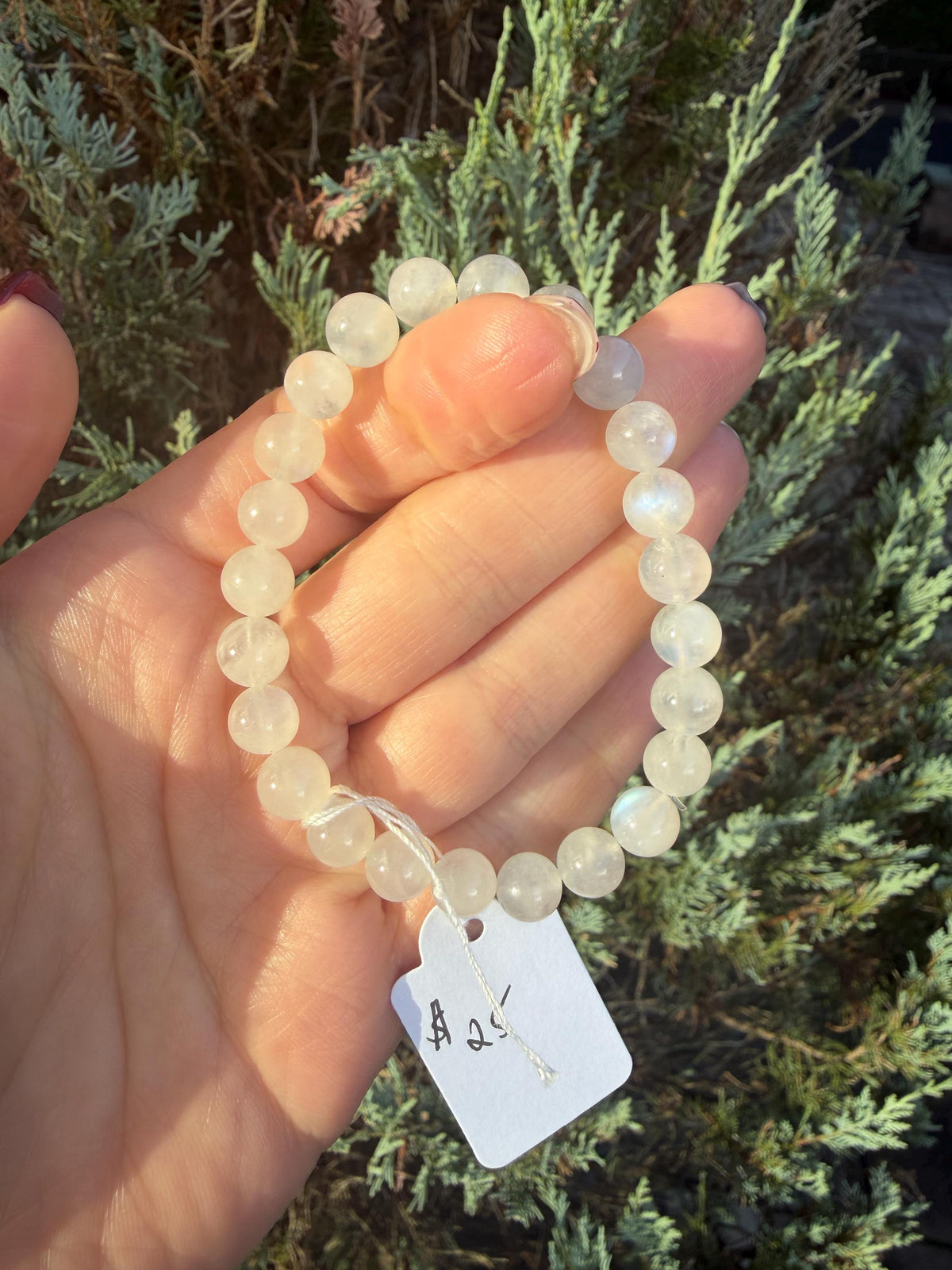 Flashy White Moonstone Beaded Bracelet • Crystal Healing Jewelry • Intuition & Feminine Energy