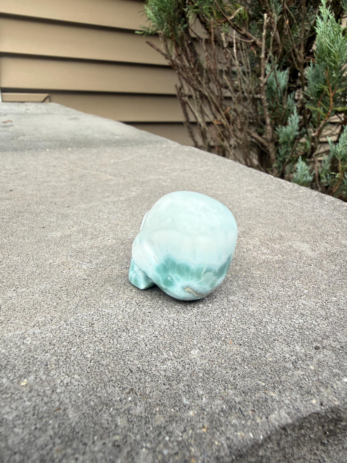 Larimar Skull Carving • Dominican Republic • Caribbean Blue Crystal Skull • Hand Carved Gemstone • Spiritual Decor