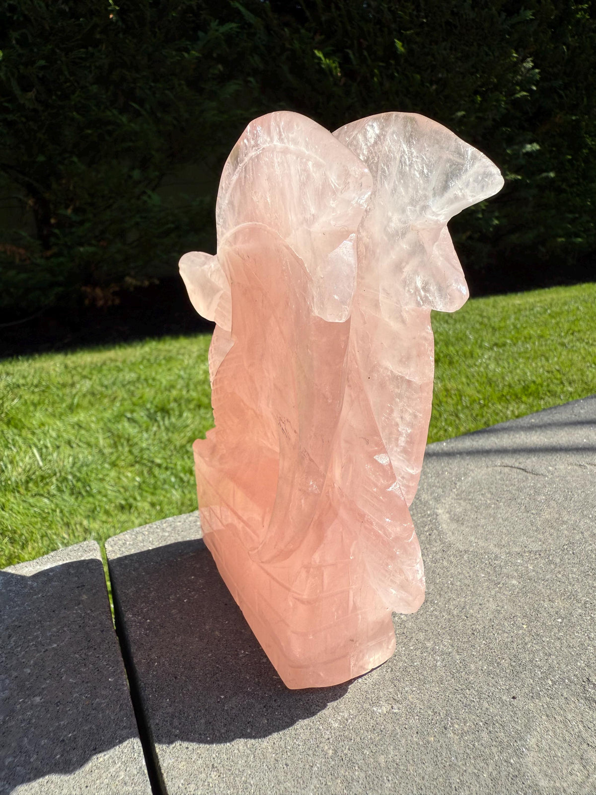 Large Rose Quartz Dragon Carving • Hand-Carved Crystal Guardian Sculpture