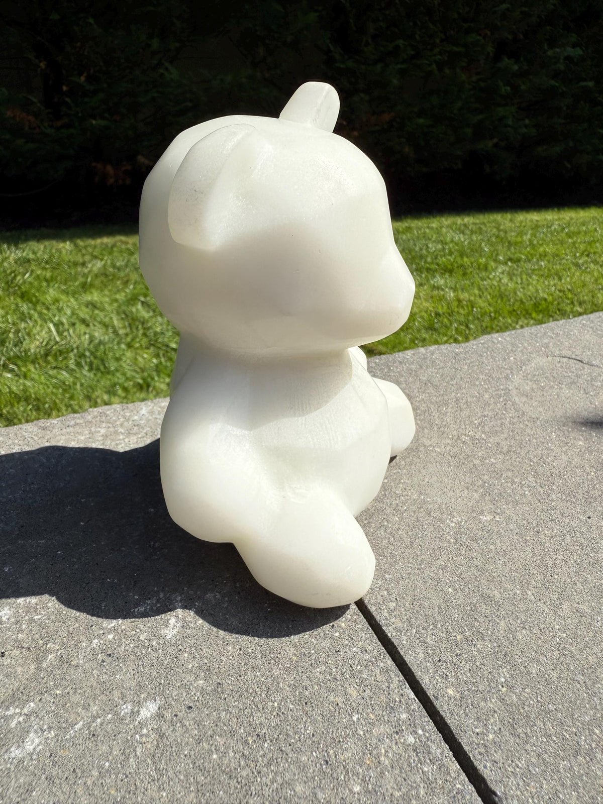 XL White Jade Bear Carving • Hand Carved Crystal Animal Sculpture • Spiritual Decor