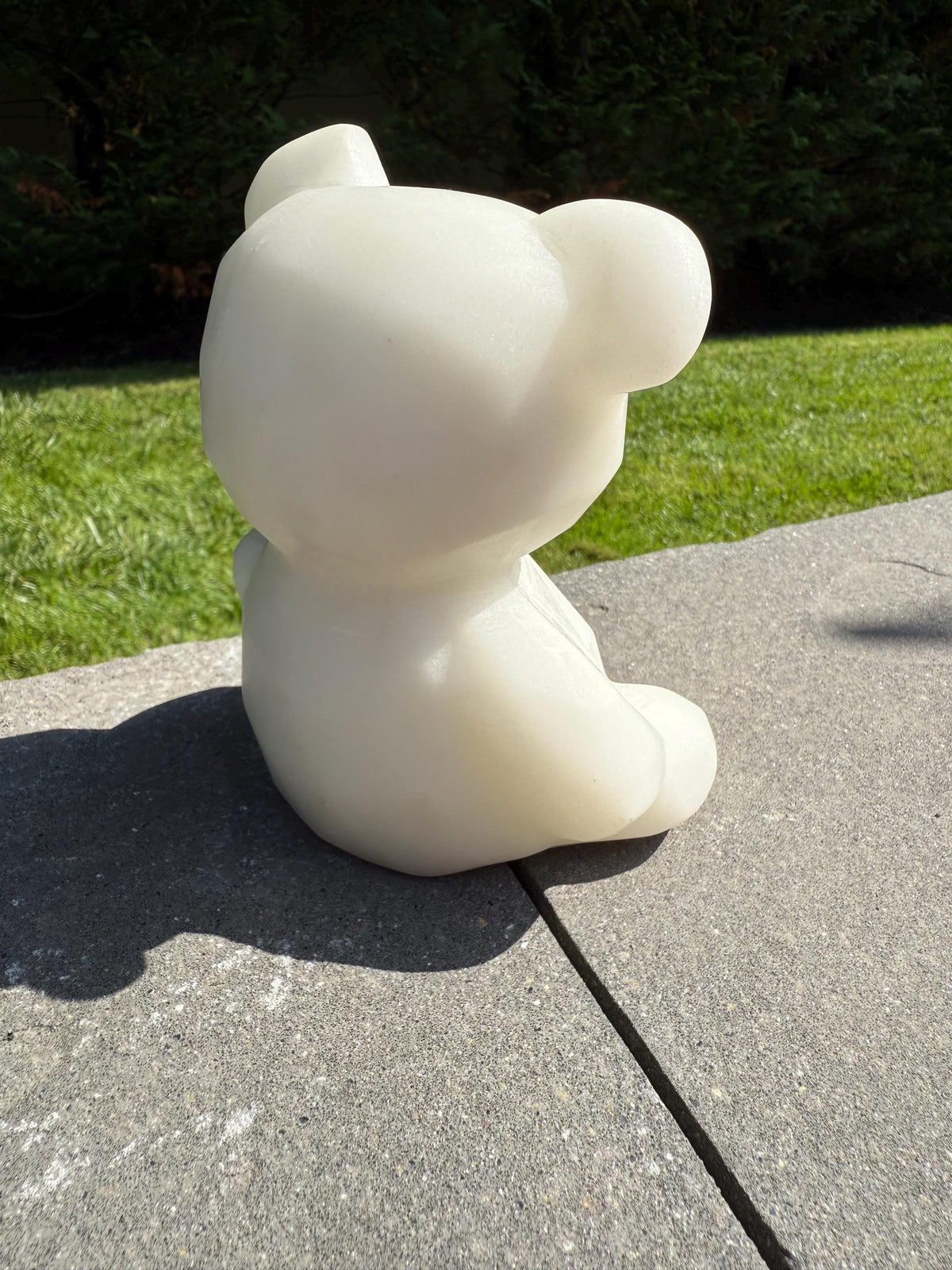 XL White Jade Bear Carving • Hand Carved Crystal Animal Sculpture • Spiritual Decor