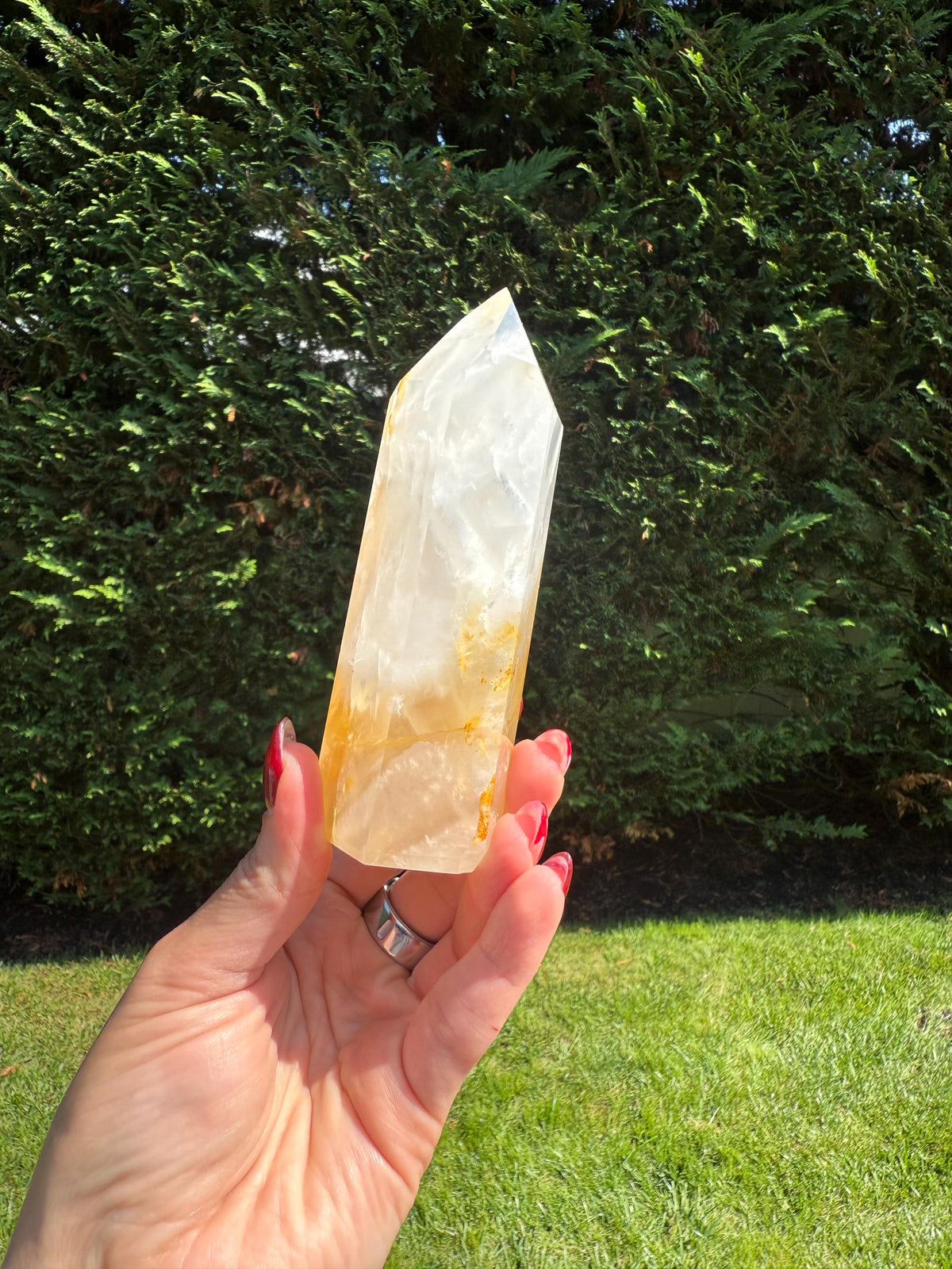 Golden Healer & Girasol Quartz Crystal Tower • Brazil • Polished Crystal Point • Healing Stone • Mineral Specimen
