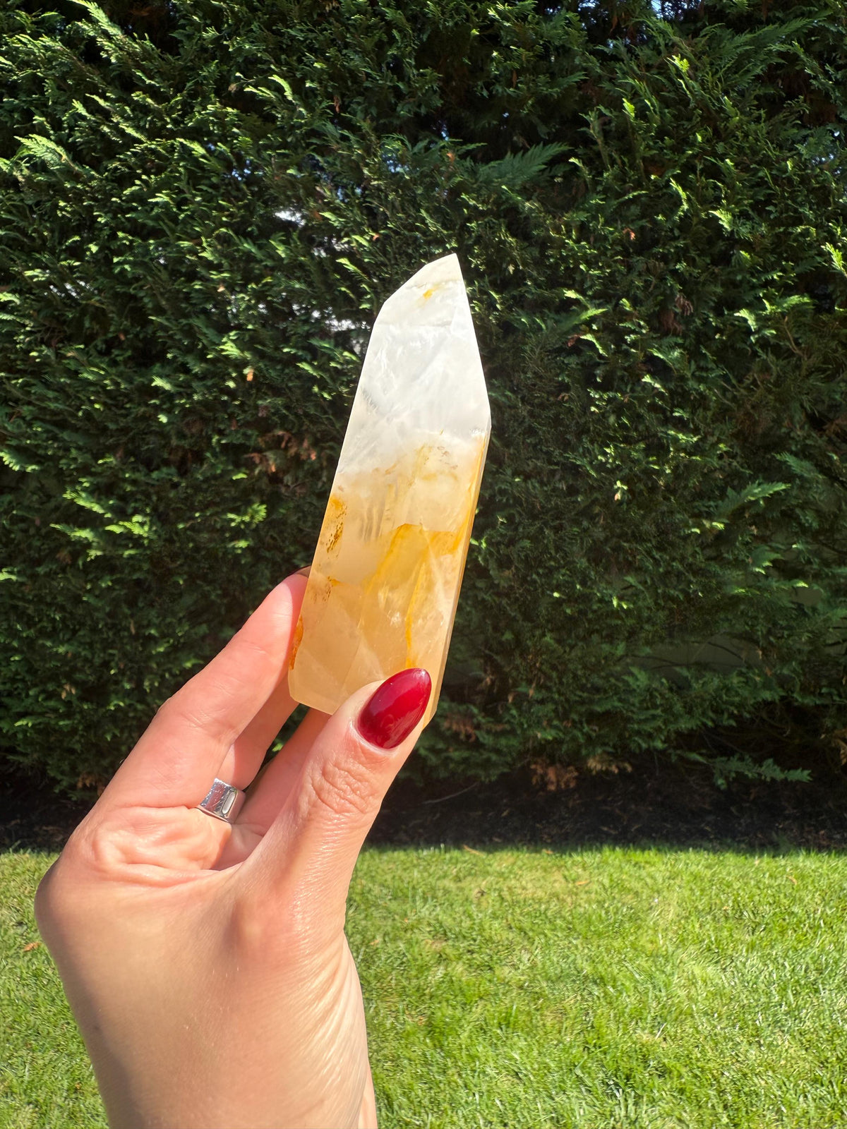 Golden Healer & Girasol Quartz Crystal Tower • Brazil • Polished Crystal Point • Healing Stone • Mineral Specimen
