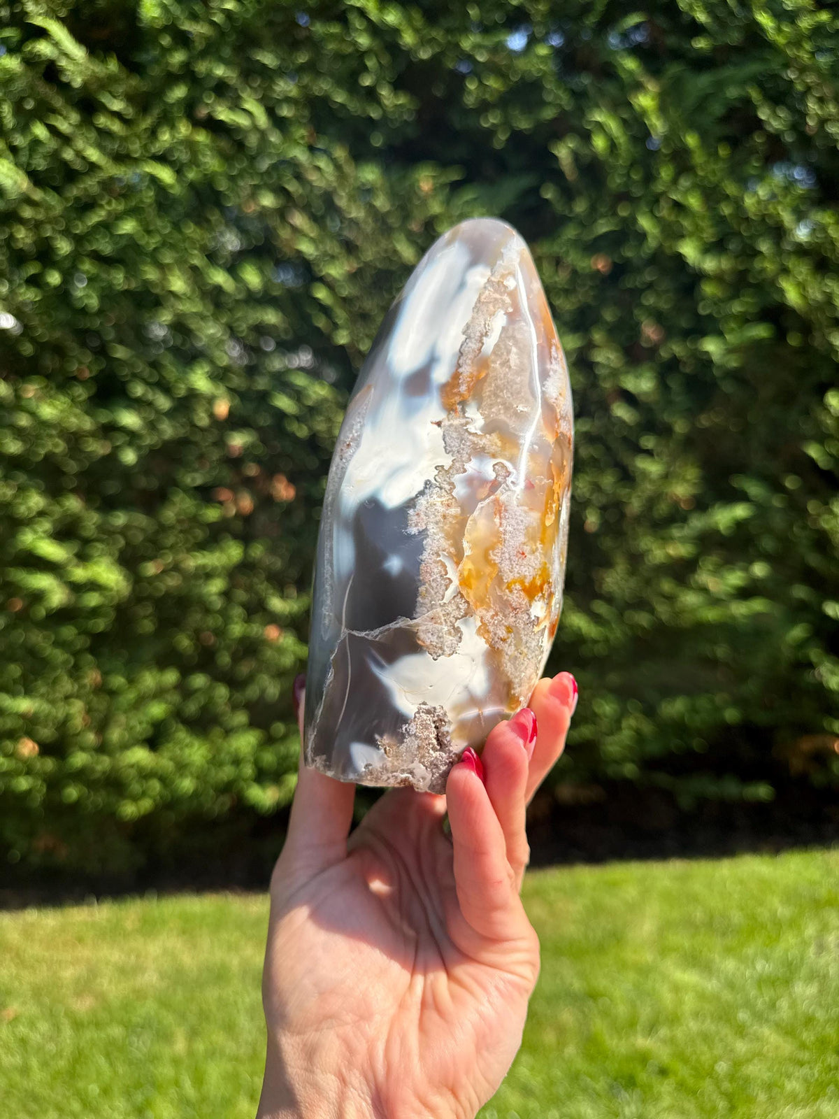 XL Orca Agate Moss Agate Druzy Freeform Statement Crystal Home Decor