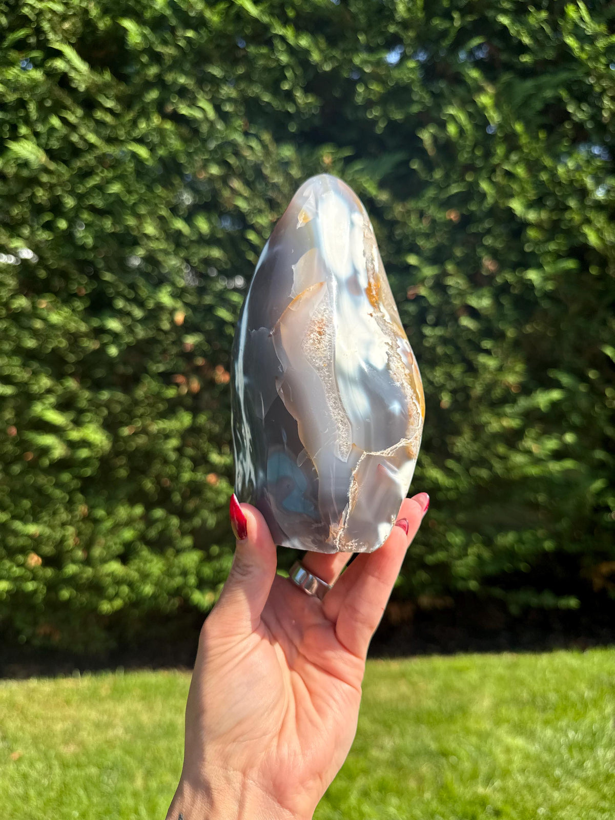 XL Orca Agate Moss Agate Druzy Freeform Statement Crystal Home Decor