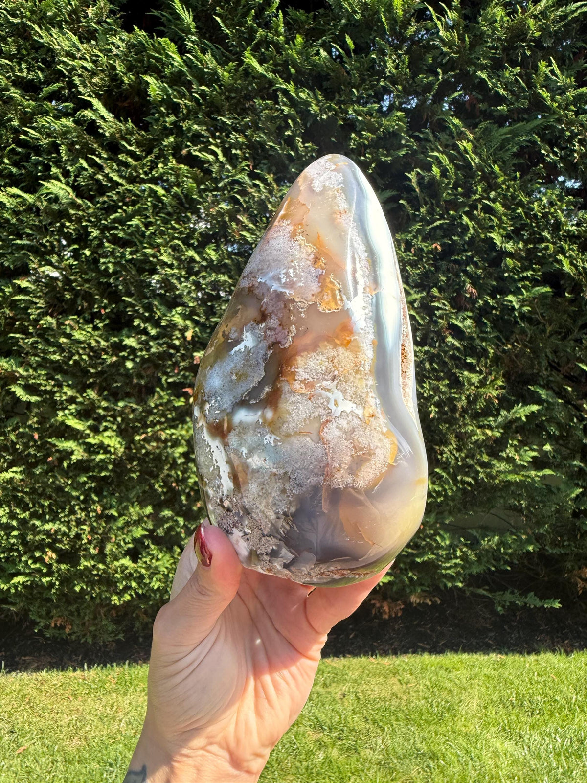 XL Orca Agate Moss Agate Druzy Freeform Statement Crystal Home Decor